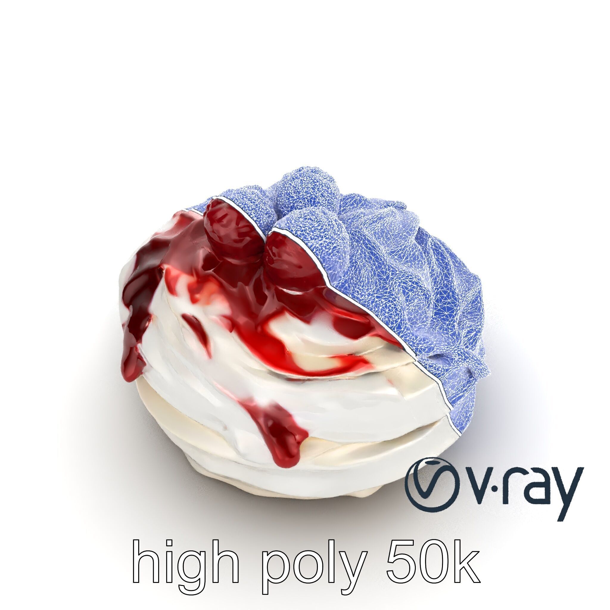 Meringue Cake with Raspberry Drizzle Model Pack Low-poly 3D model_27