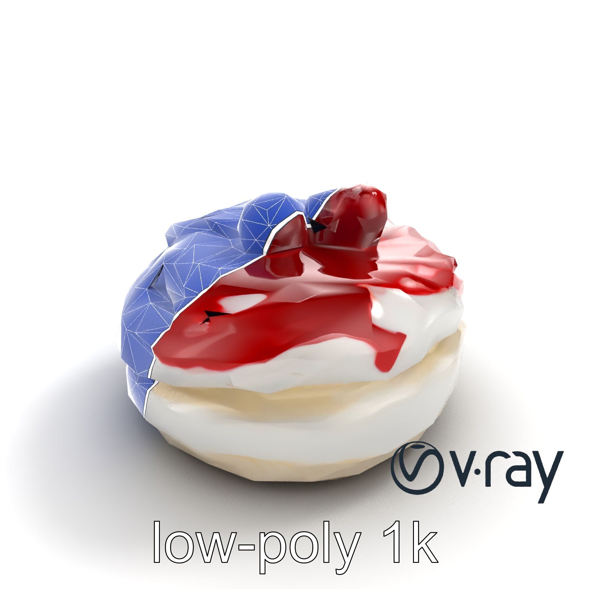 Meringue Cake with Raspberry Drizzle Model Pack Low-poly 3D model_17