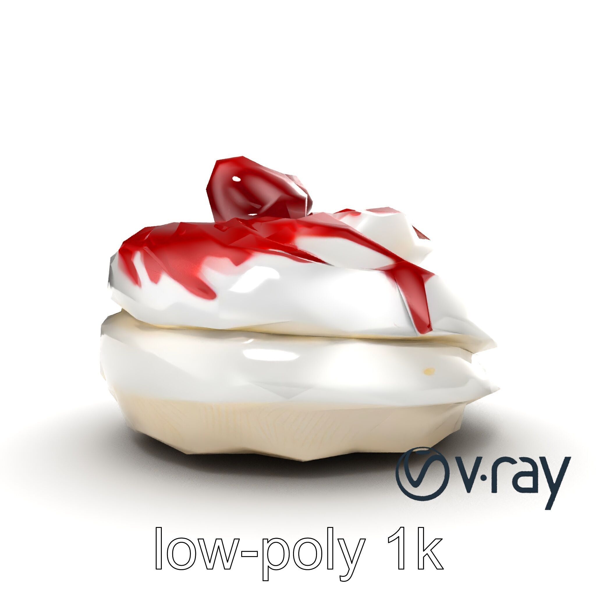 Meringue Cake with Raspberry Drizzle Model Pack Low-poly 3D model_18