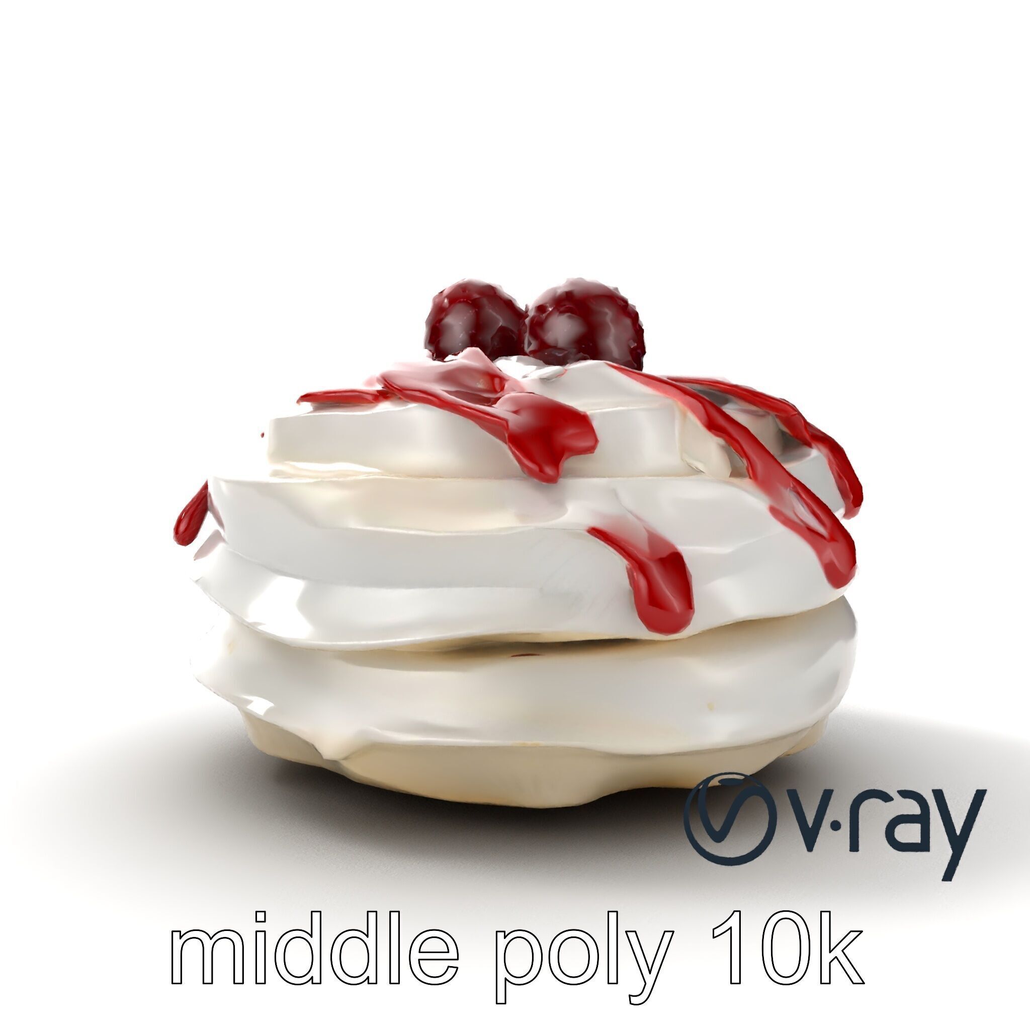 Meringue Cake with Raspberry Drizzle Model Pack Low-poly 3D model_12