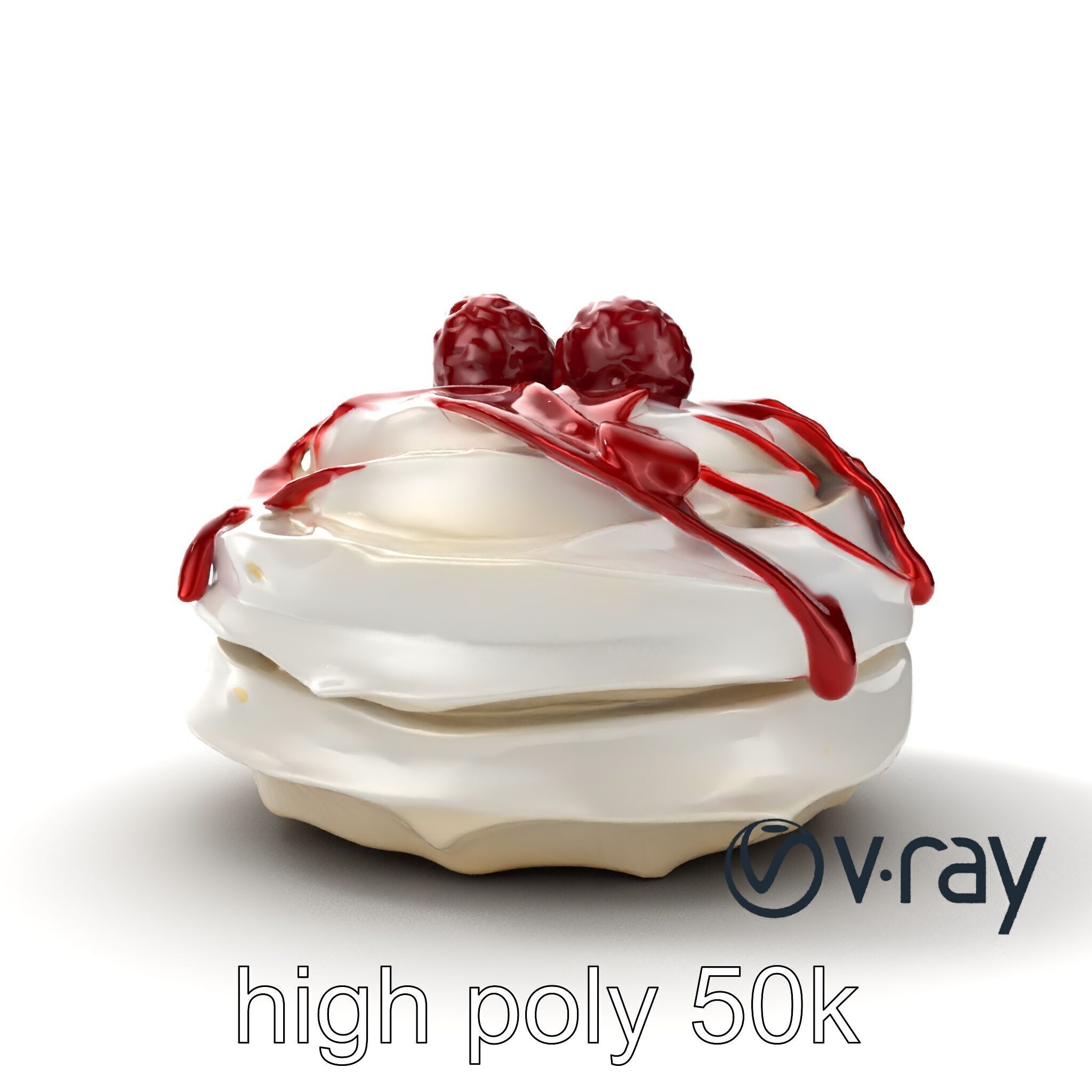 Meringue Cake with Raspberry Drizzle Model Pack Low-poly 3D model_24
