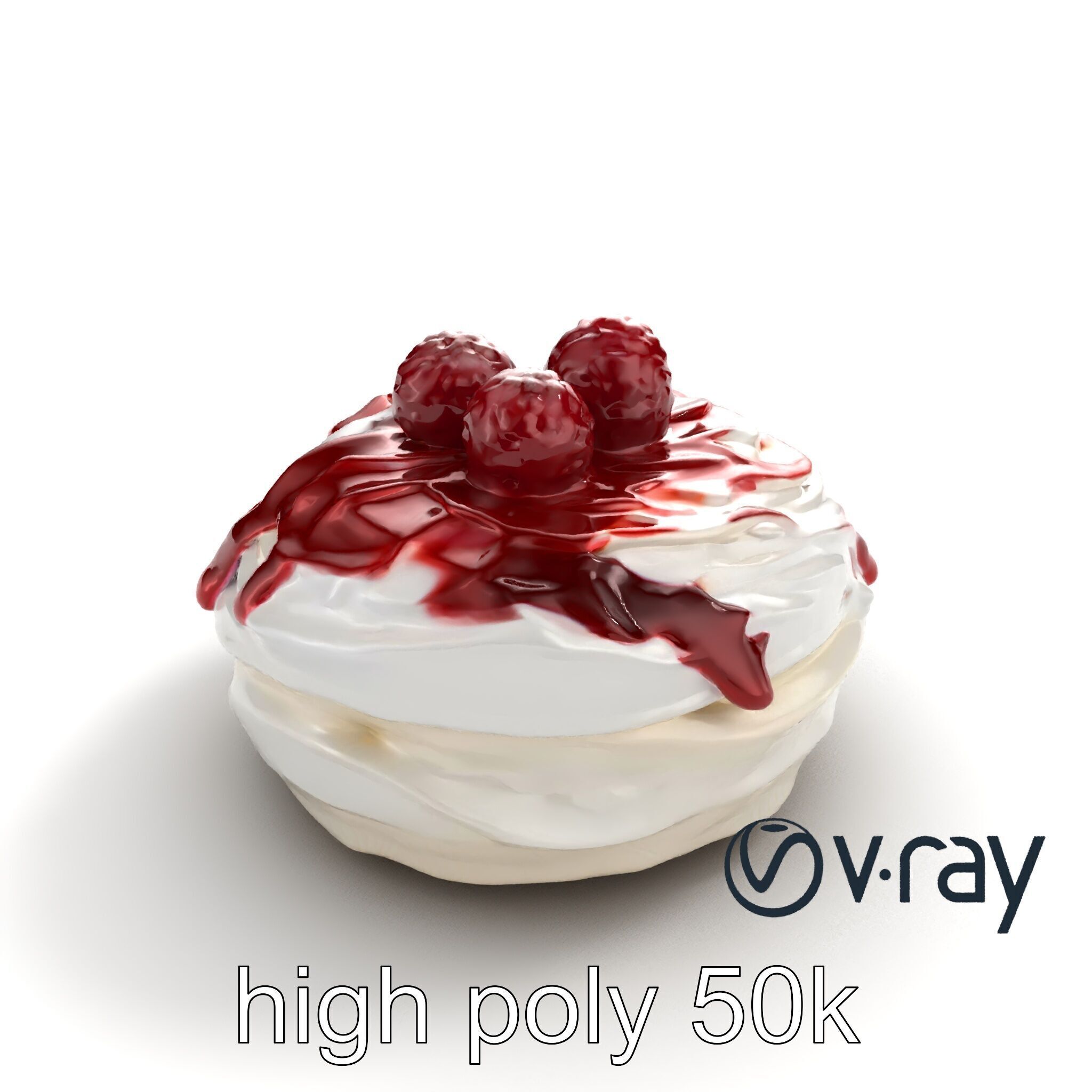 Meringue Cake with Raspberry Drizzle Model Pack Low-poly 3D model_11