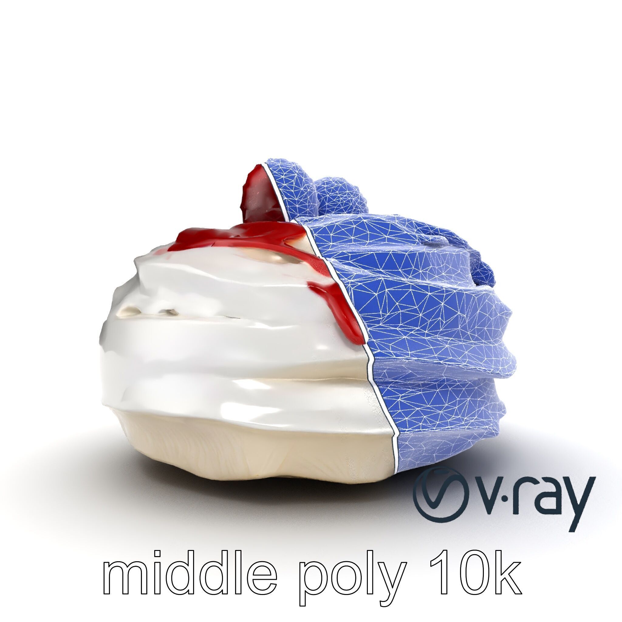 Meringue Cake with Raspberry Drizzle Model Pack Low-poly 3D model_29