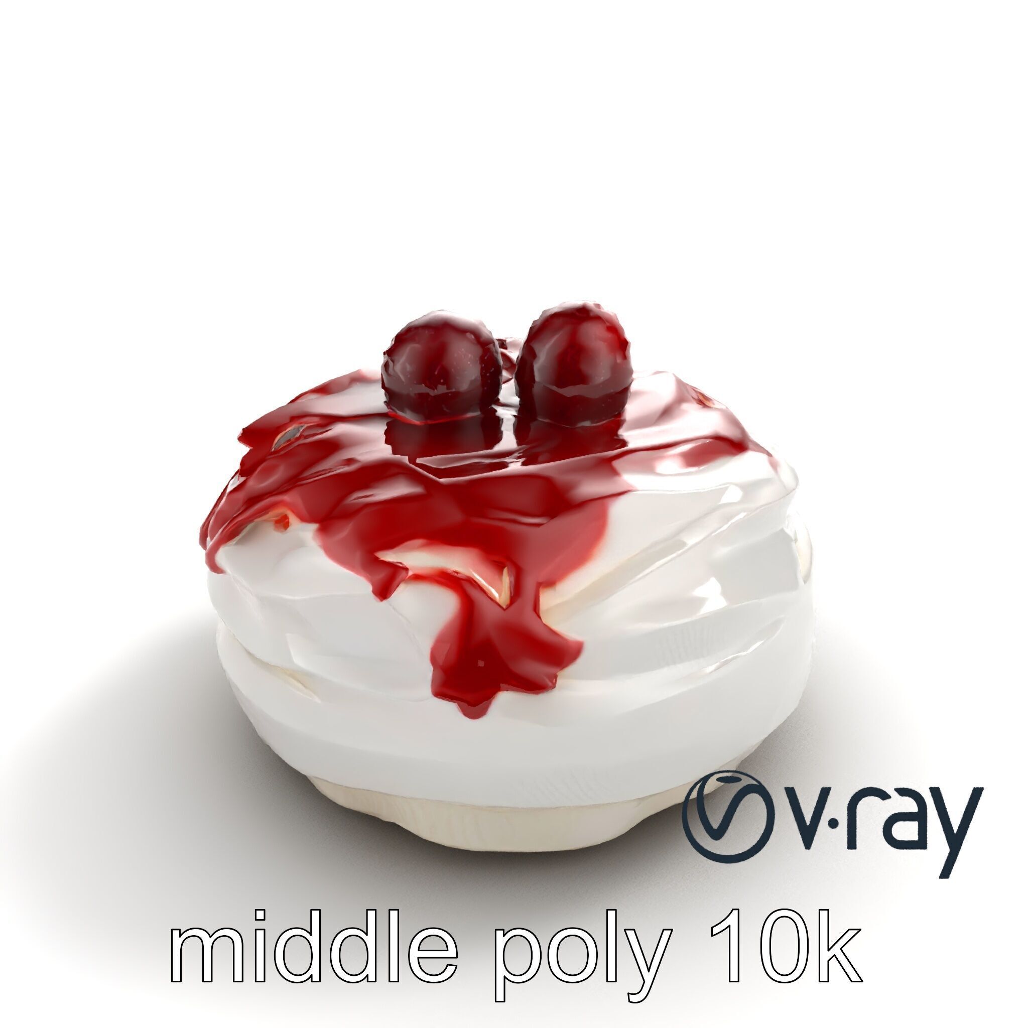 Meringue Cake with Raspberry Drizzle Model Pack Low-poly 3D model_9