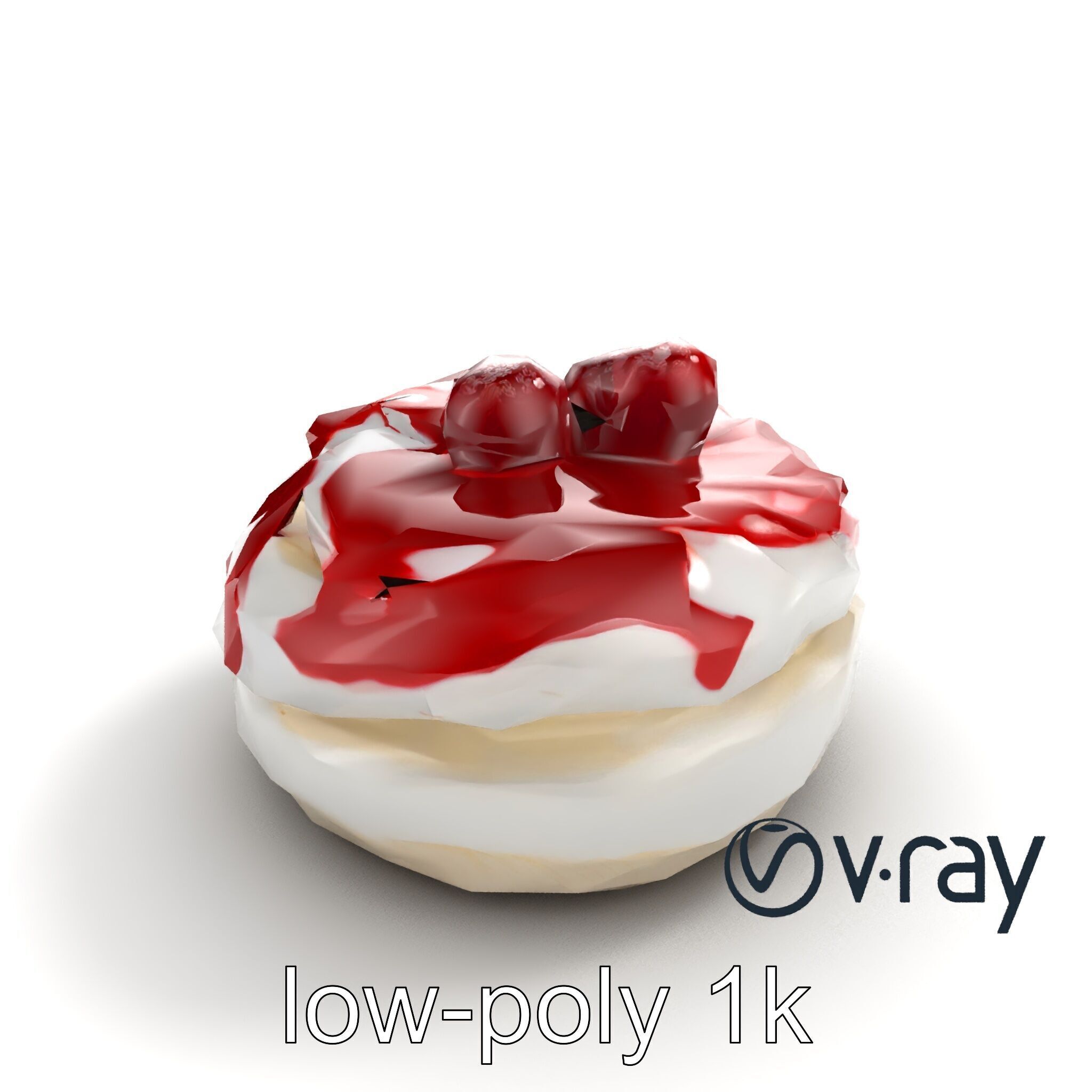 Meringue Cake with Raspberry Drizzle Model Pack Low-poly 3D model_10