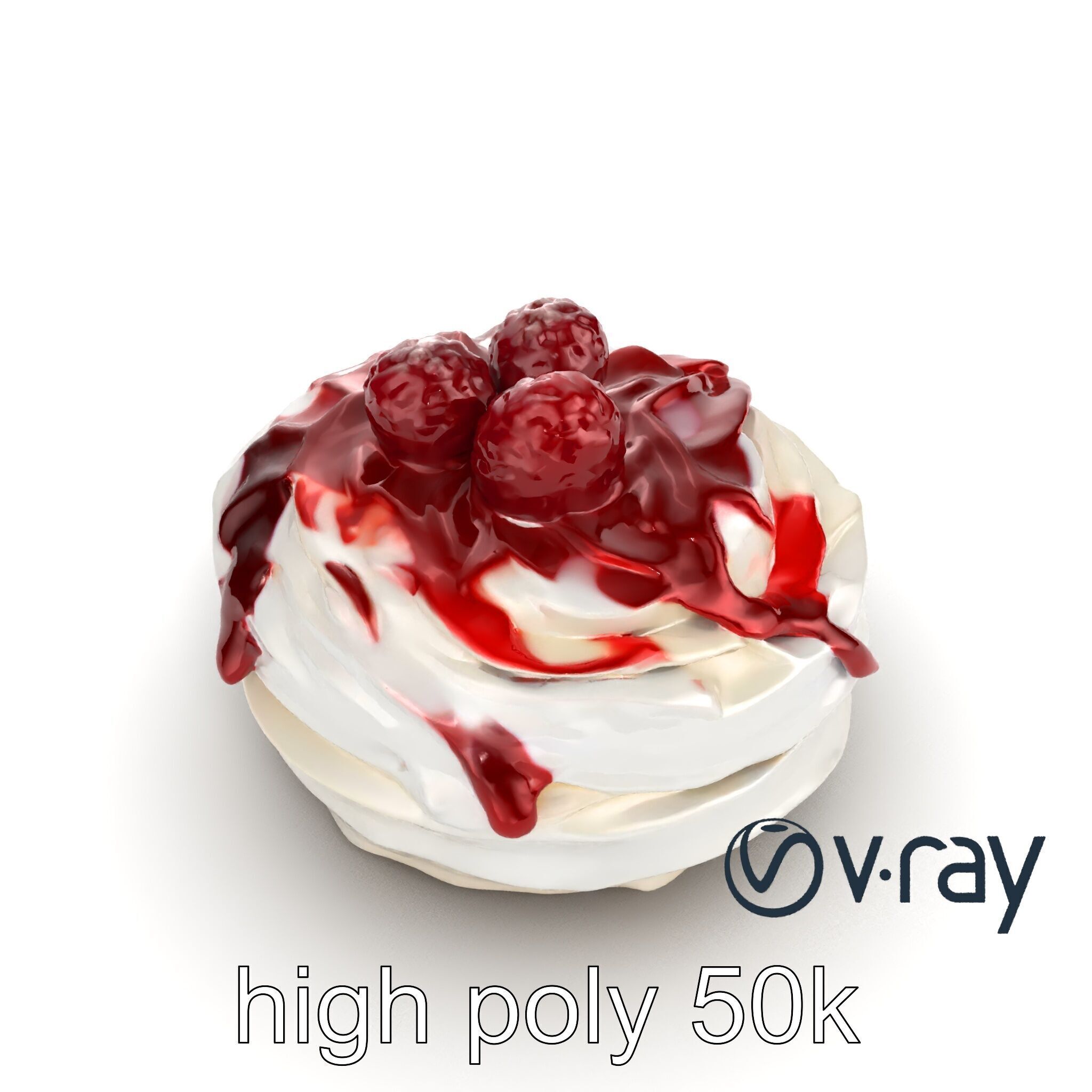 Meringue Cake with Raspberry Drizzle Model Pack Low-poly 3D model_15