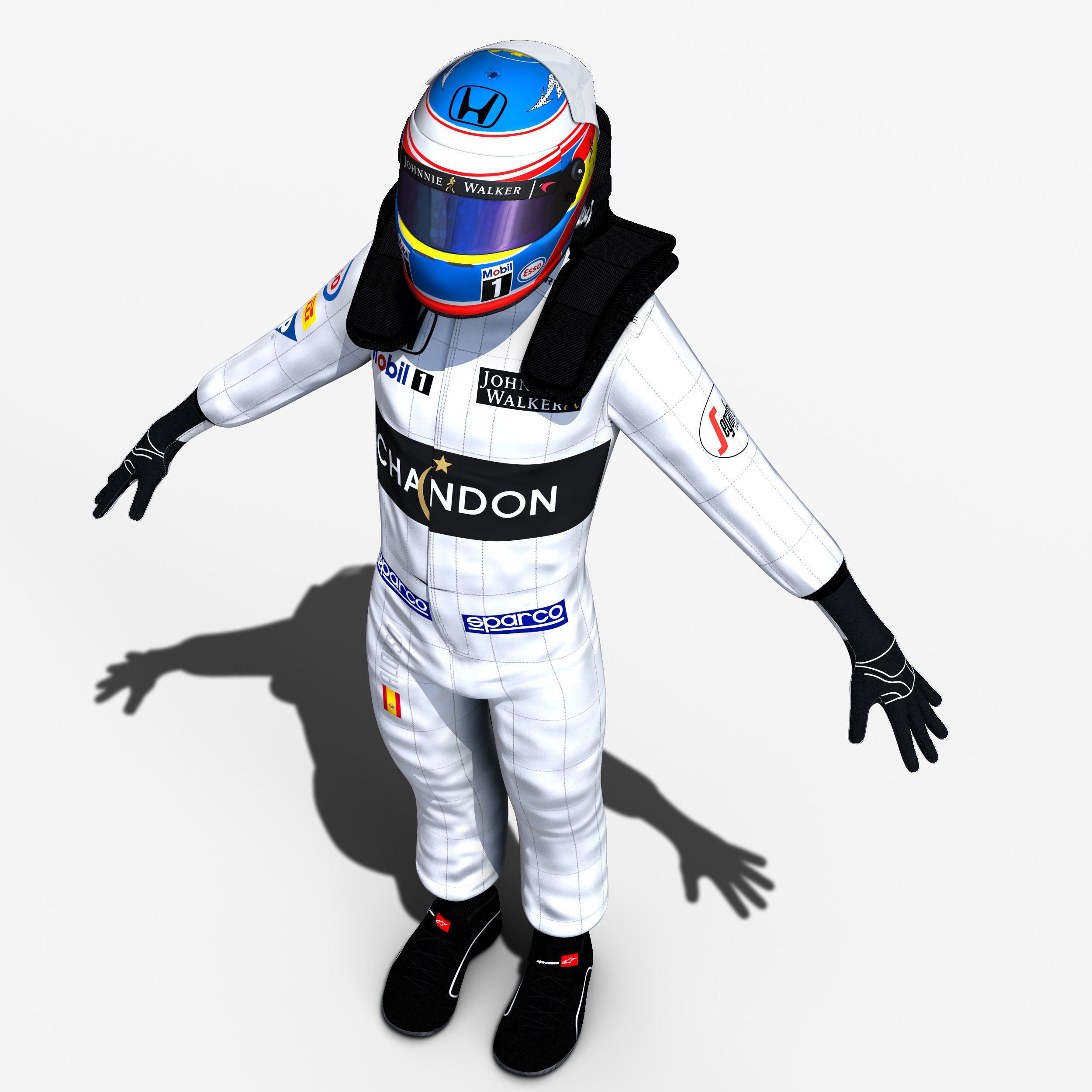 Drivers 2016 Formula 1 Low-poly 3D model_13