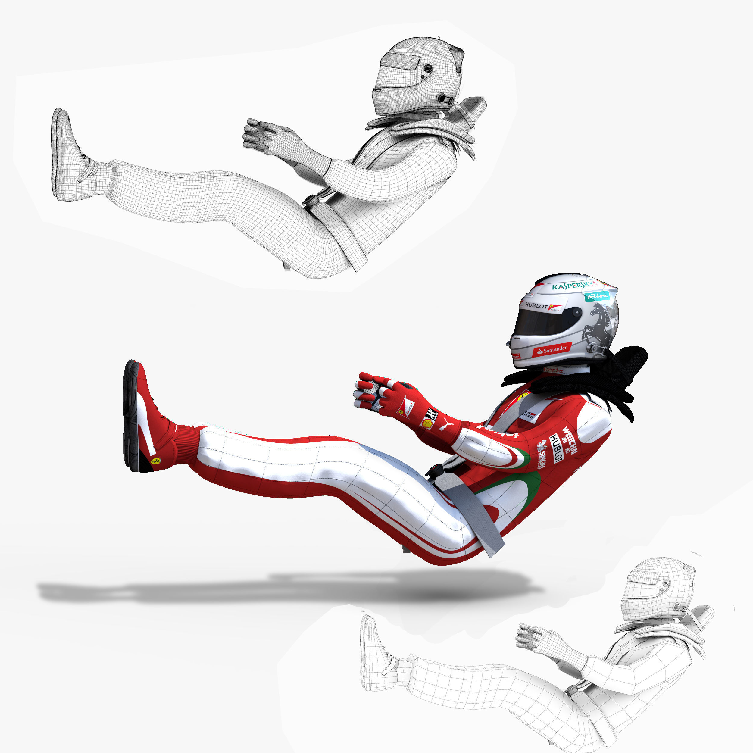 Drivers 2016 Formula 1 Low-poly 3D model_2