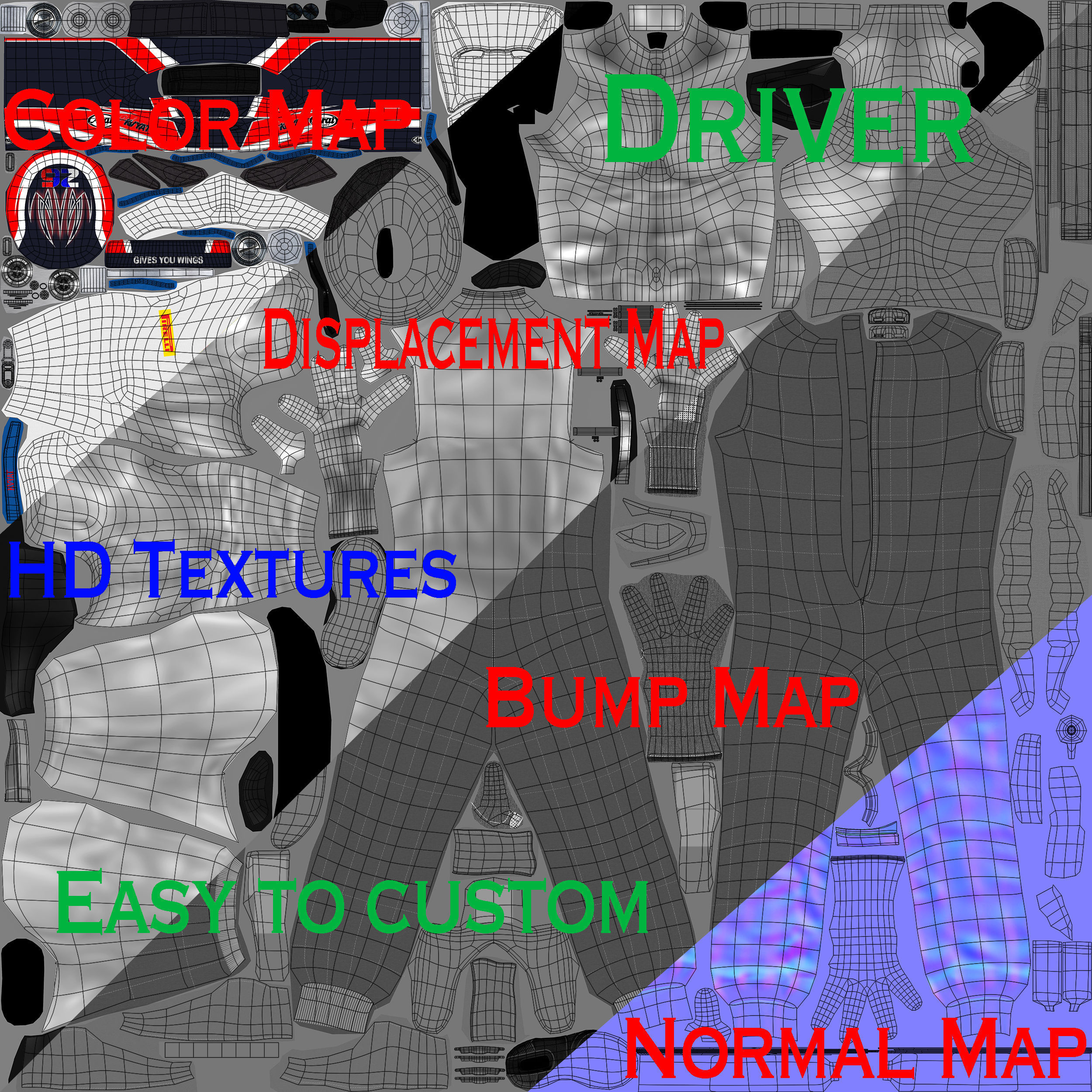 Drivers 2016 Formula 1 Low-poly 3D model_14