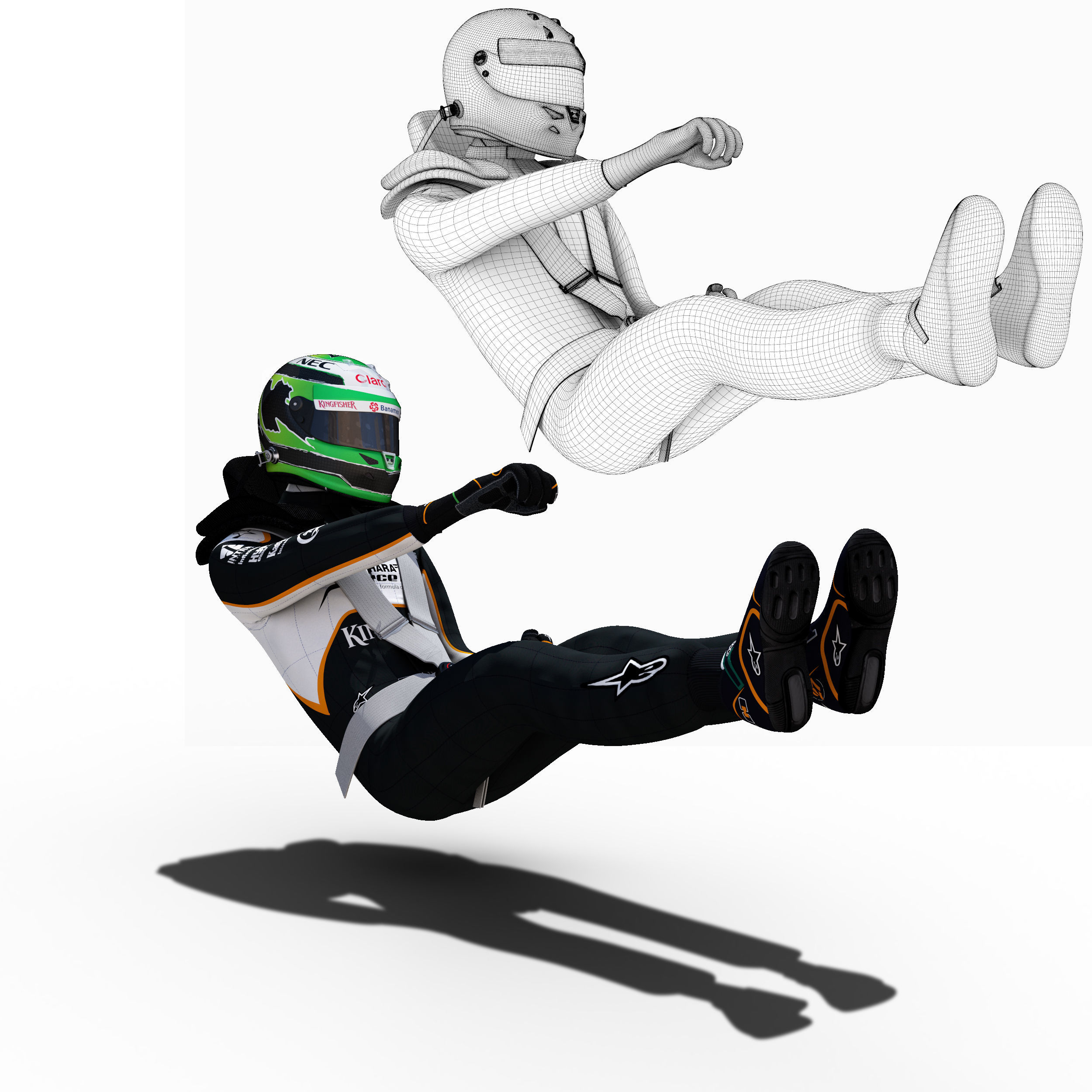 Drivers 2016 Formula 1 Low-poly 3D model_7