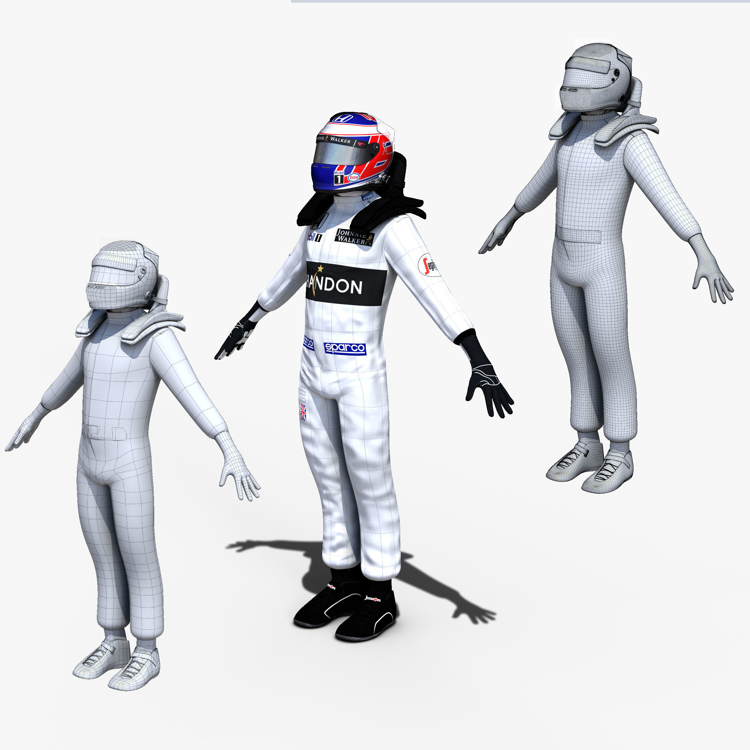 Drivers 2016 Formula 1 Low-poly 3D model_3
