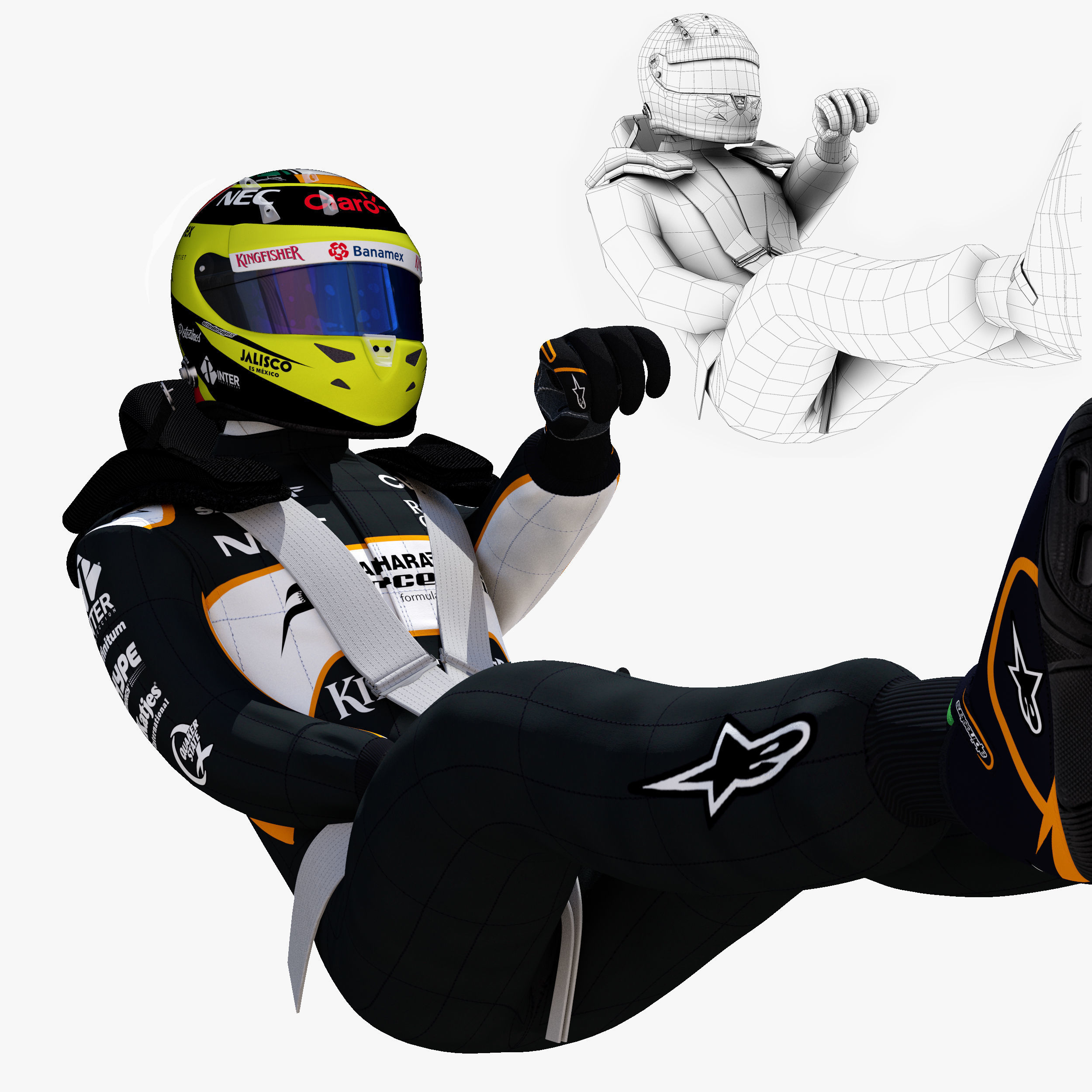 Drivers 2016 Formula 1 Low-poly 3D model_19