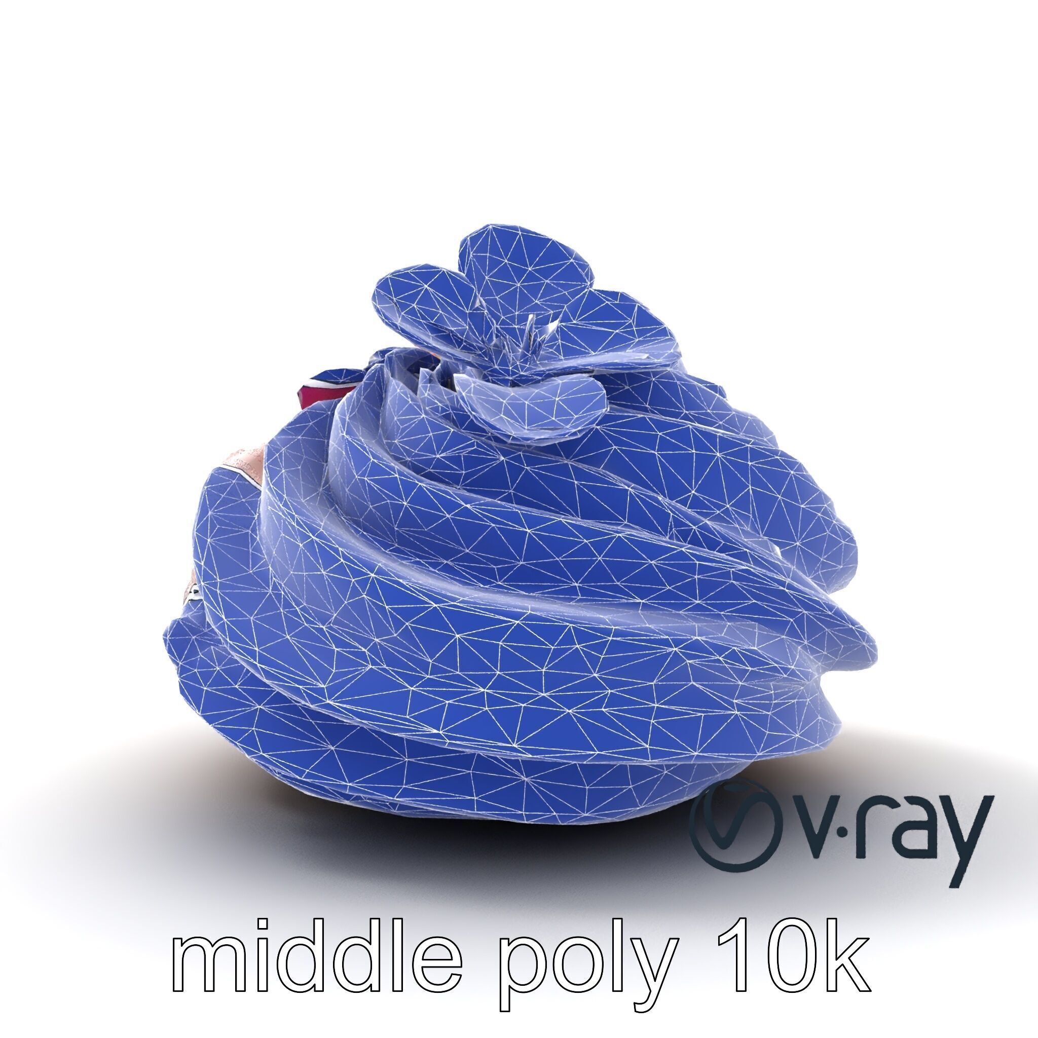 Meringue Cake with Flower Garnish model pack Low-poly 3D model_30