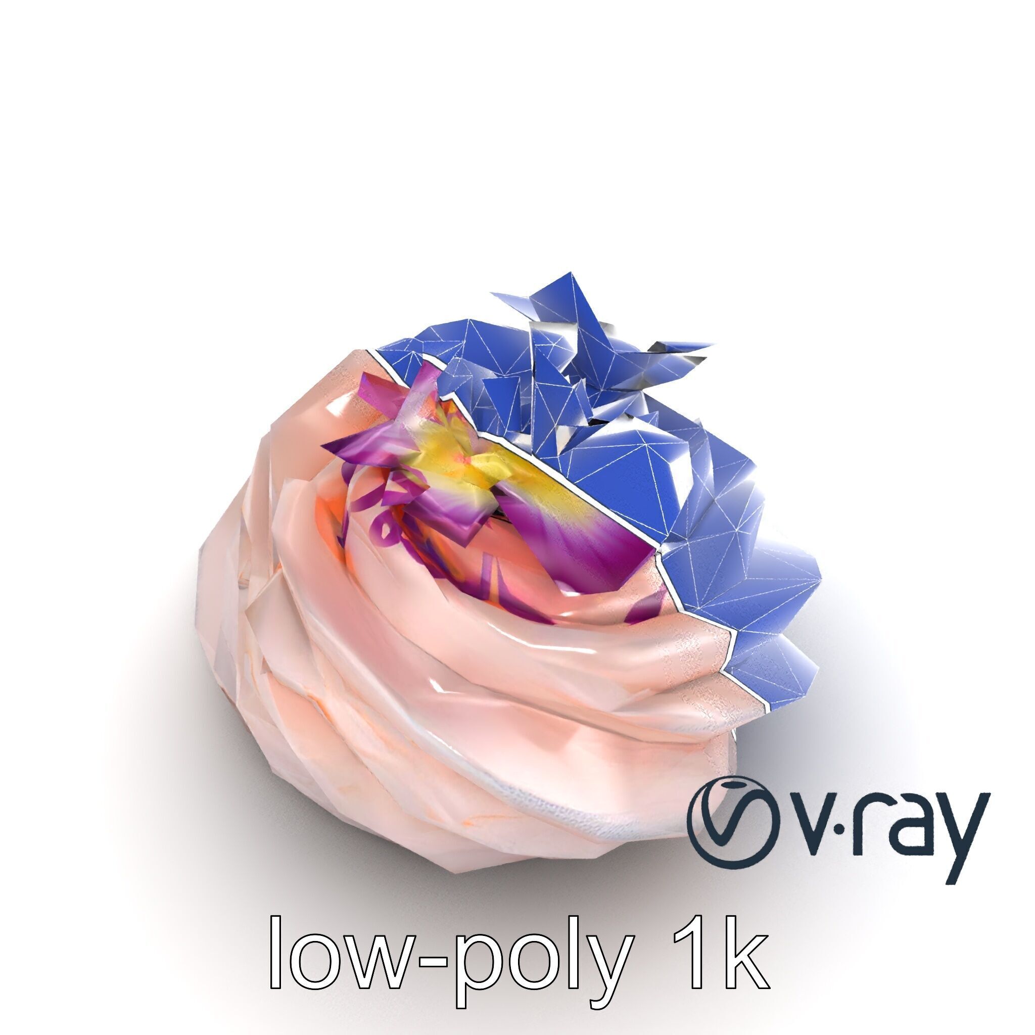 Meringue Cake with Flower Garnish model pack Low-poly 3D model_22