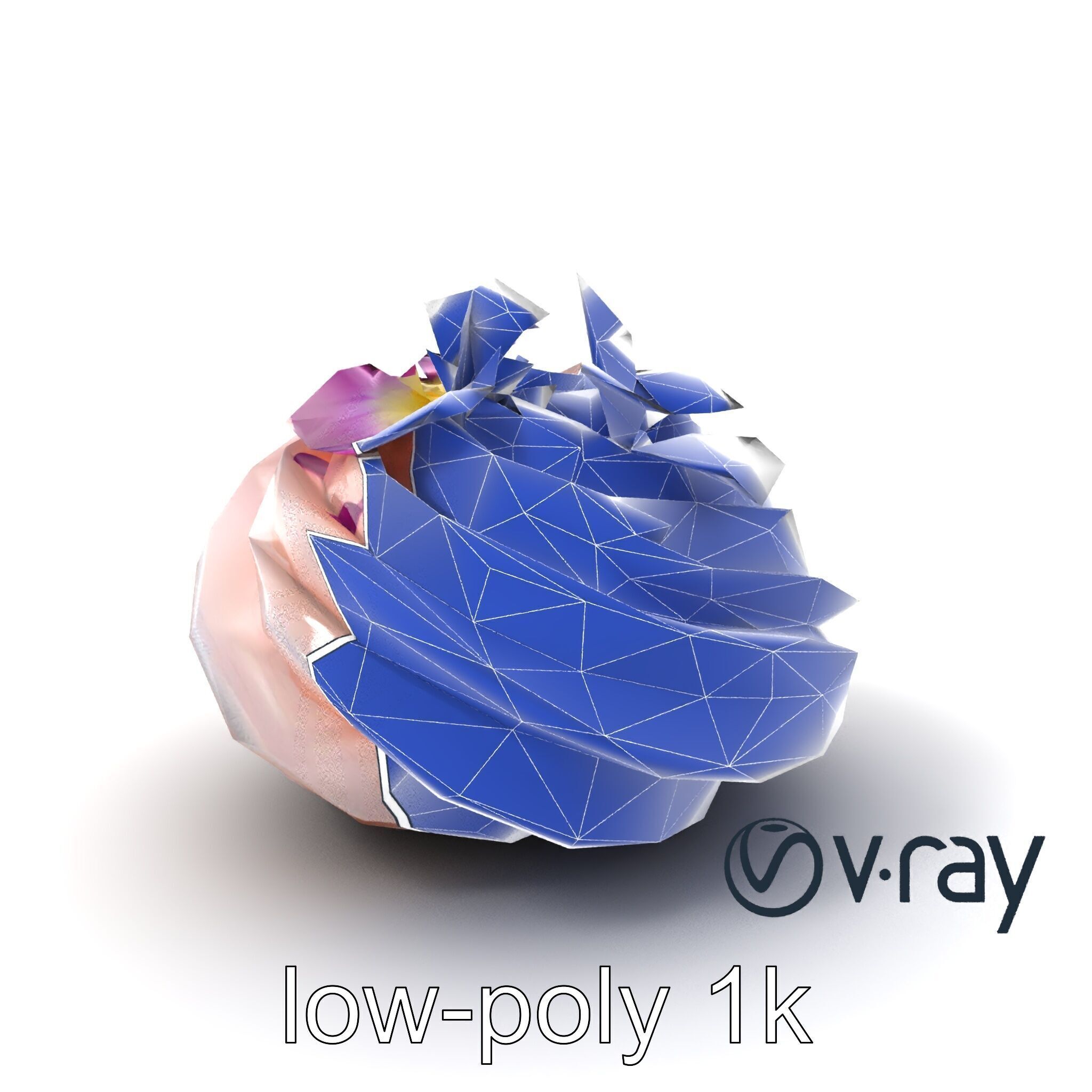 Meringue Cake with Flower Garnish model pack Low-poly 3D model_7