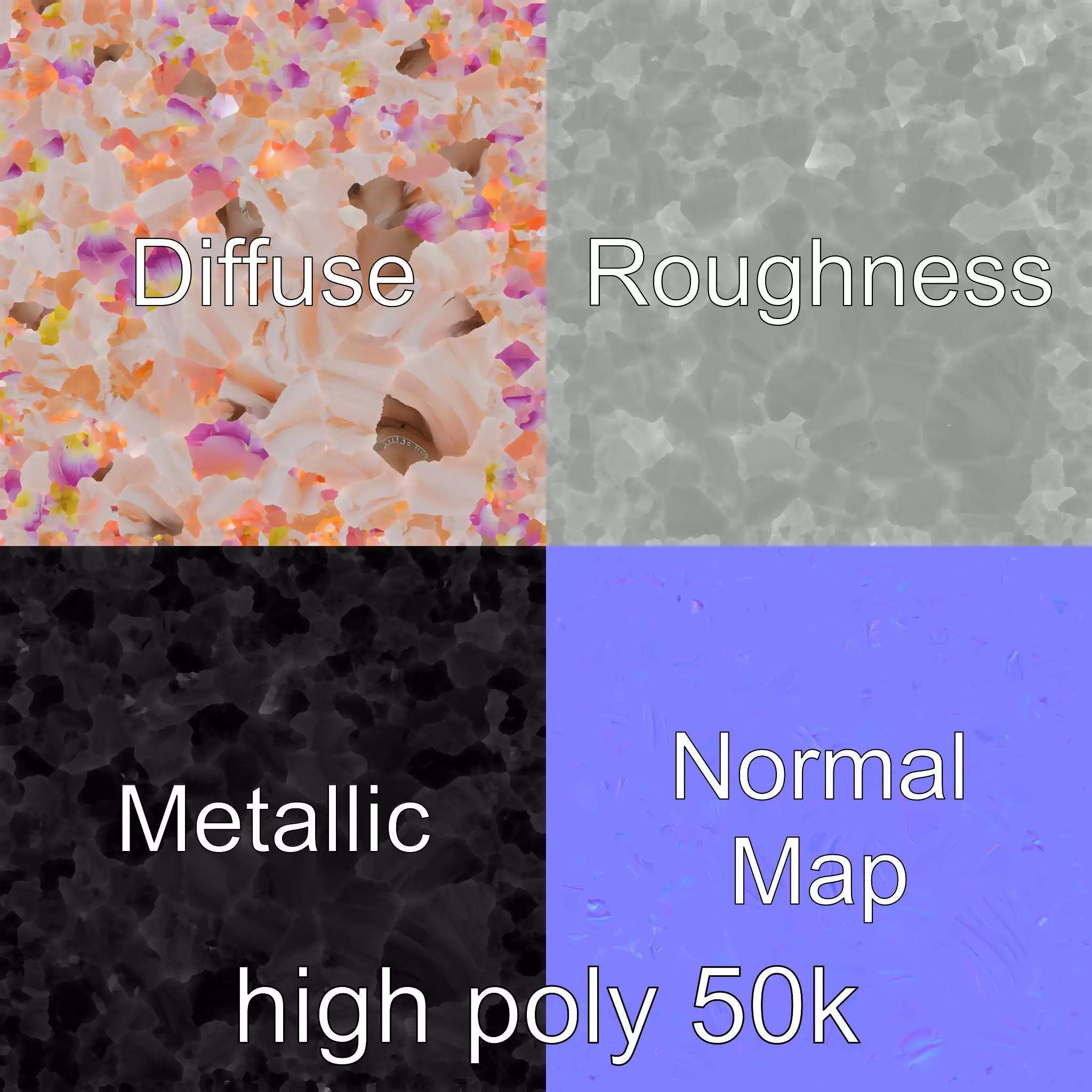 Meringue Cake with Flower Garnish model pack Low-poly 3D model_0