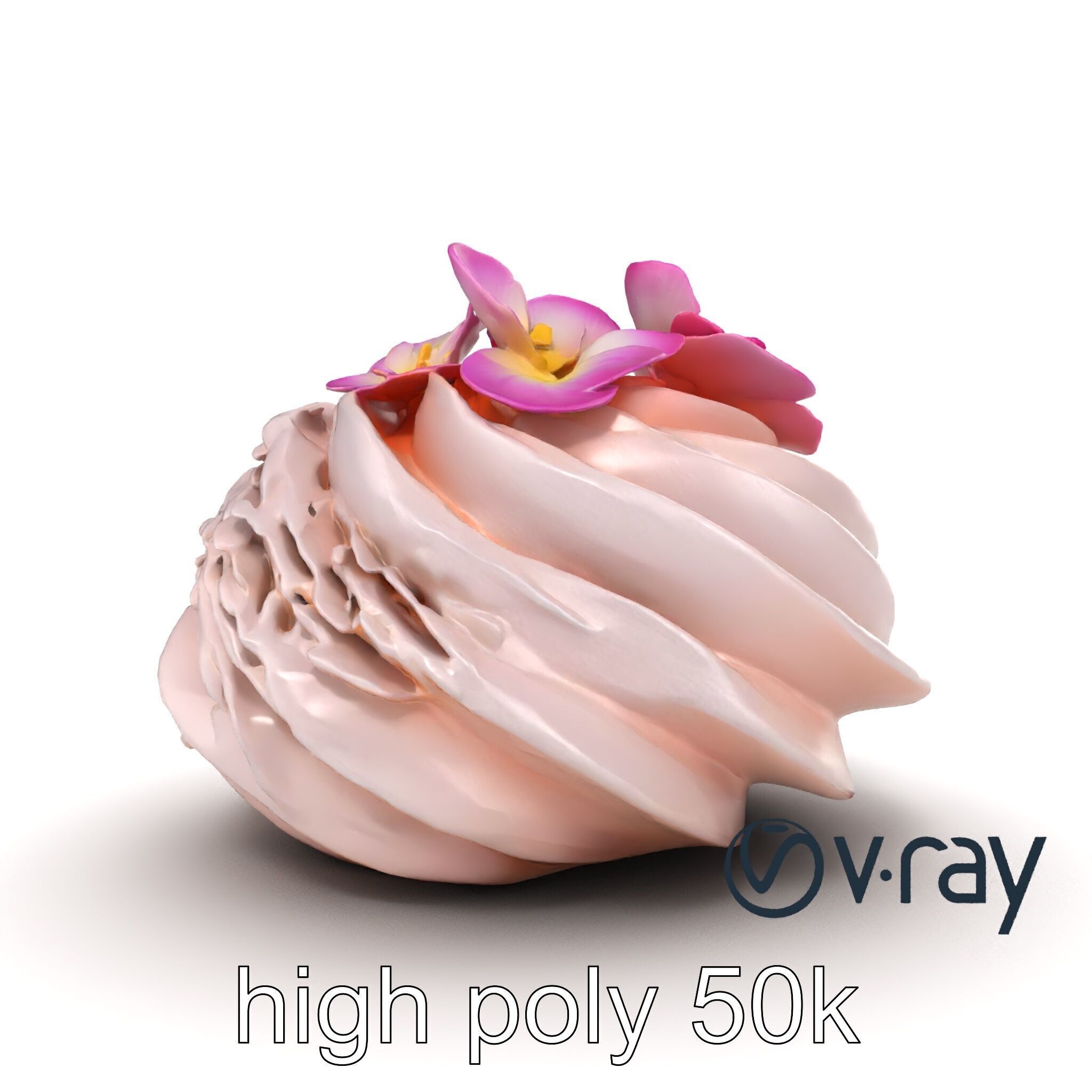 Meringue Cake with Flower Garnish model pack Low-poly 3D model_19