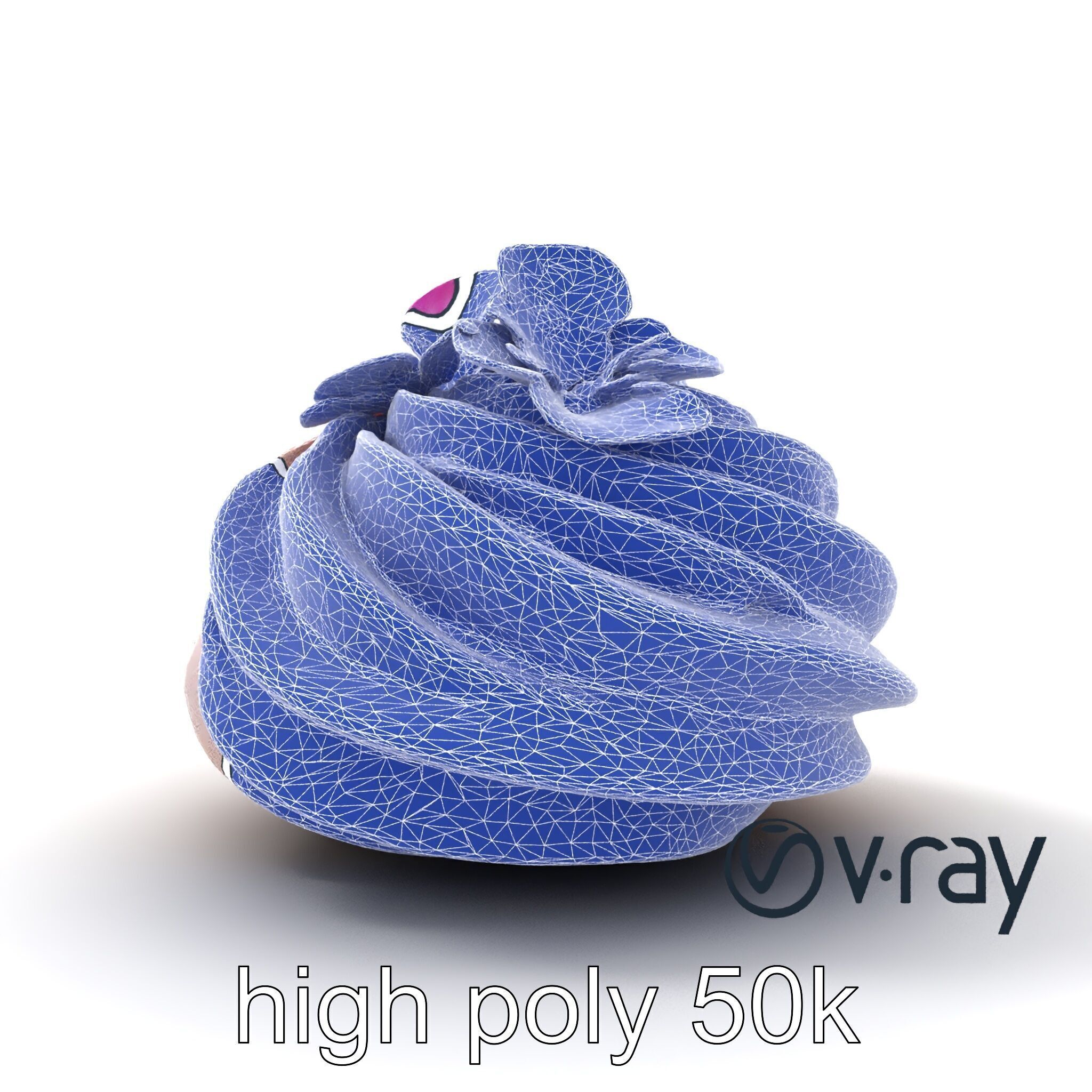 Meringue Cake with Flower Garnish model pack Low-poly 3D model_23