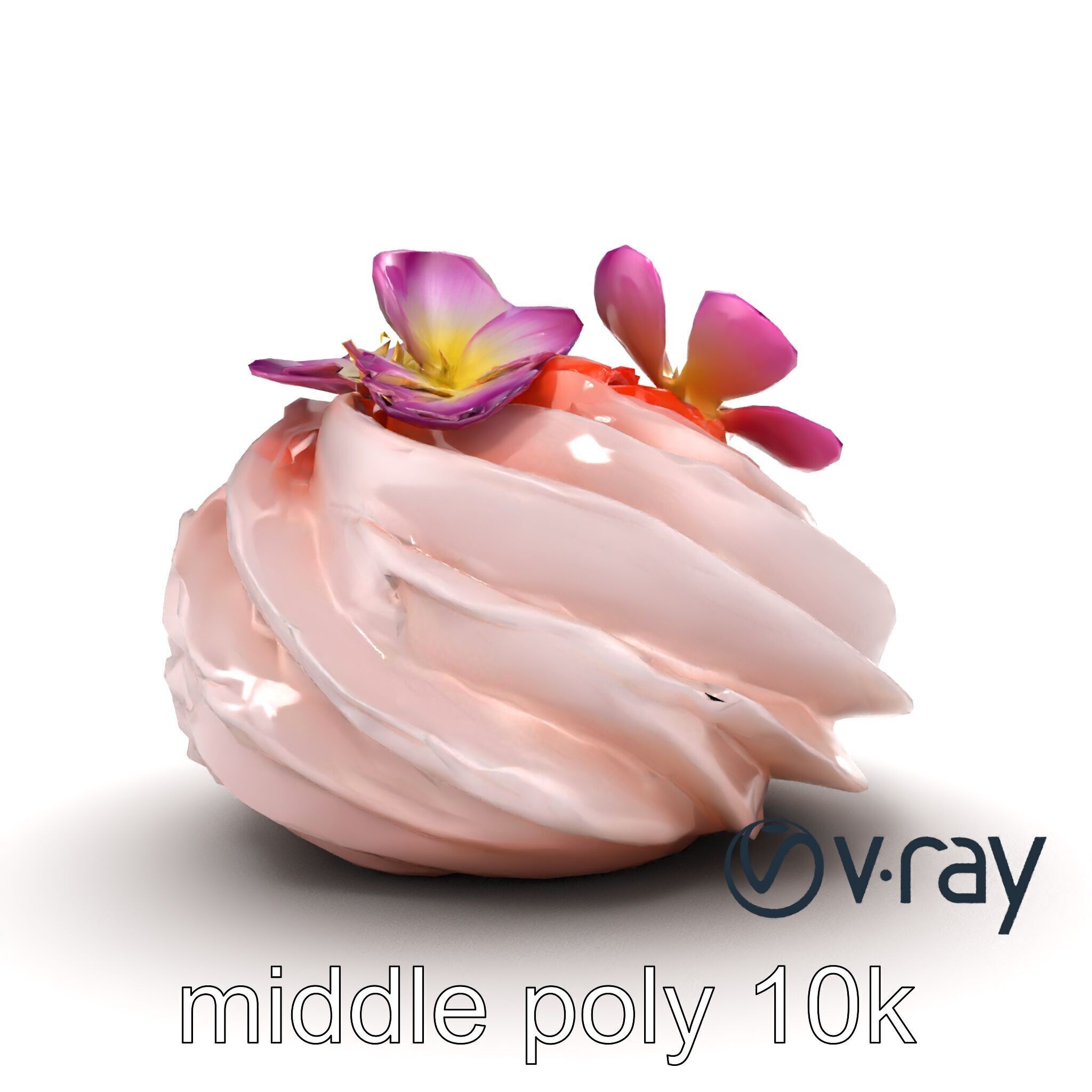 Meringue Cake with Flower Garnish model pack Low-poly 3D model_16