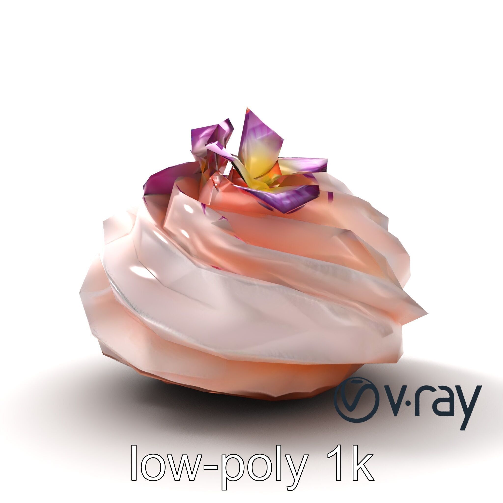 Meringue Cake with Flower Garnish model pack Low-poly 3D model_28