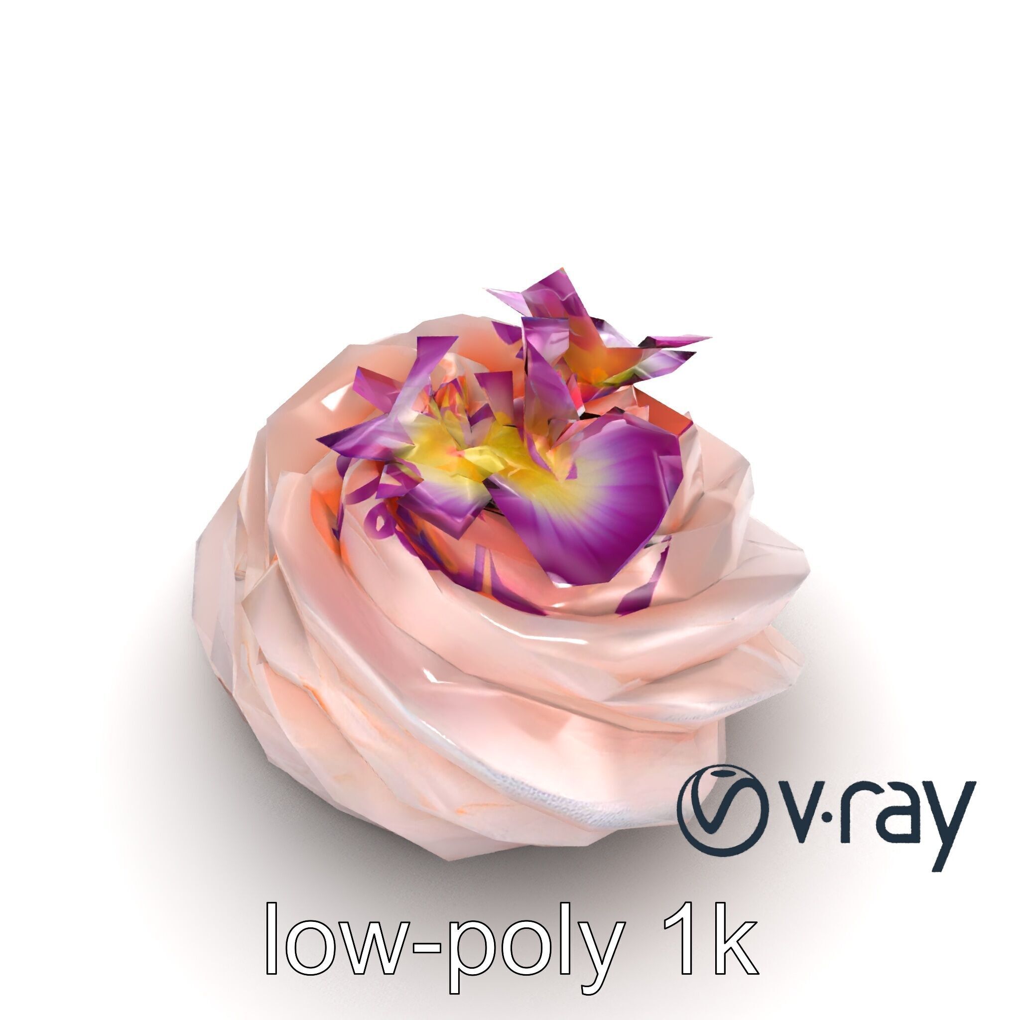 Meringue Cake with Flower Garnish model pack Low-poly 3D model_24