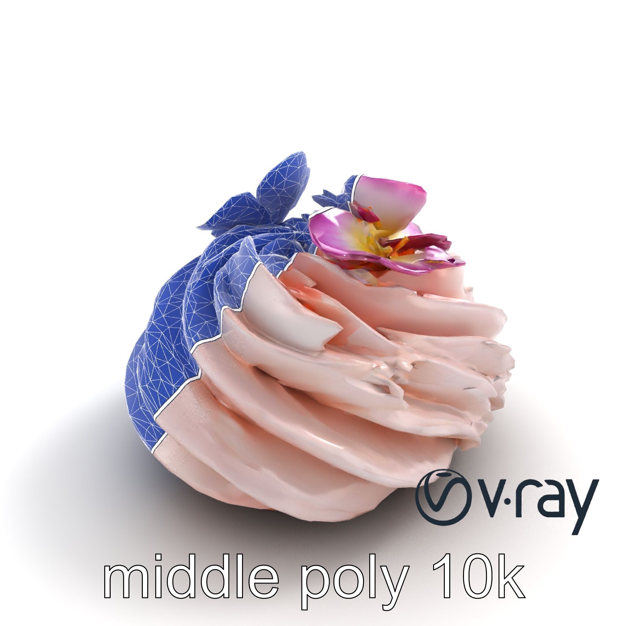 Meringue Cake with Flower Garnish model pack Low-poly 3D model_20