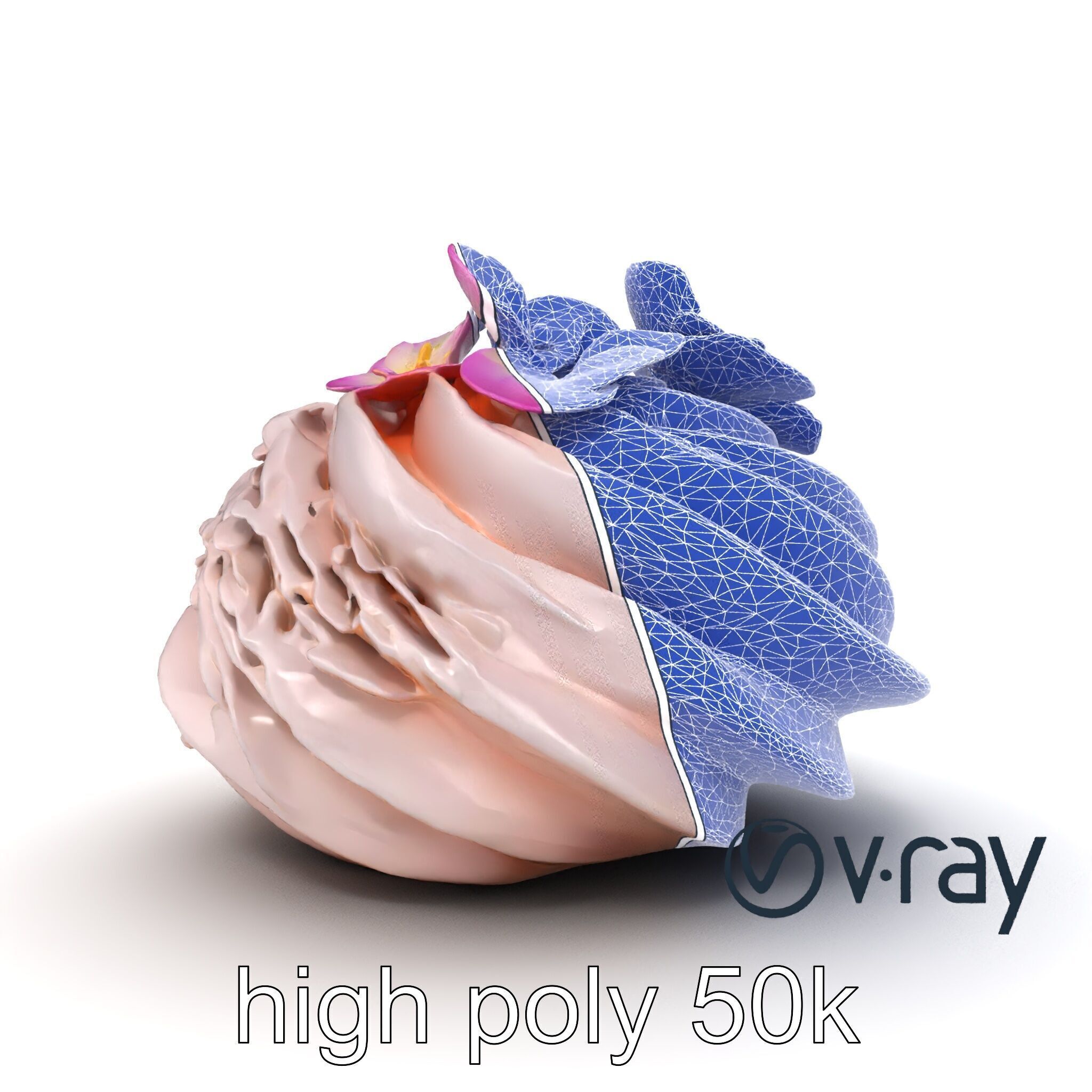 Meringue Cake with Flower Garnish model pack Low-poly 3D model_27