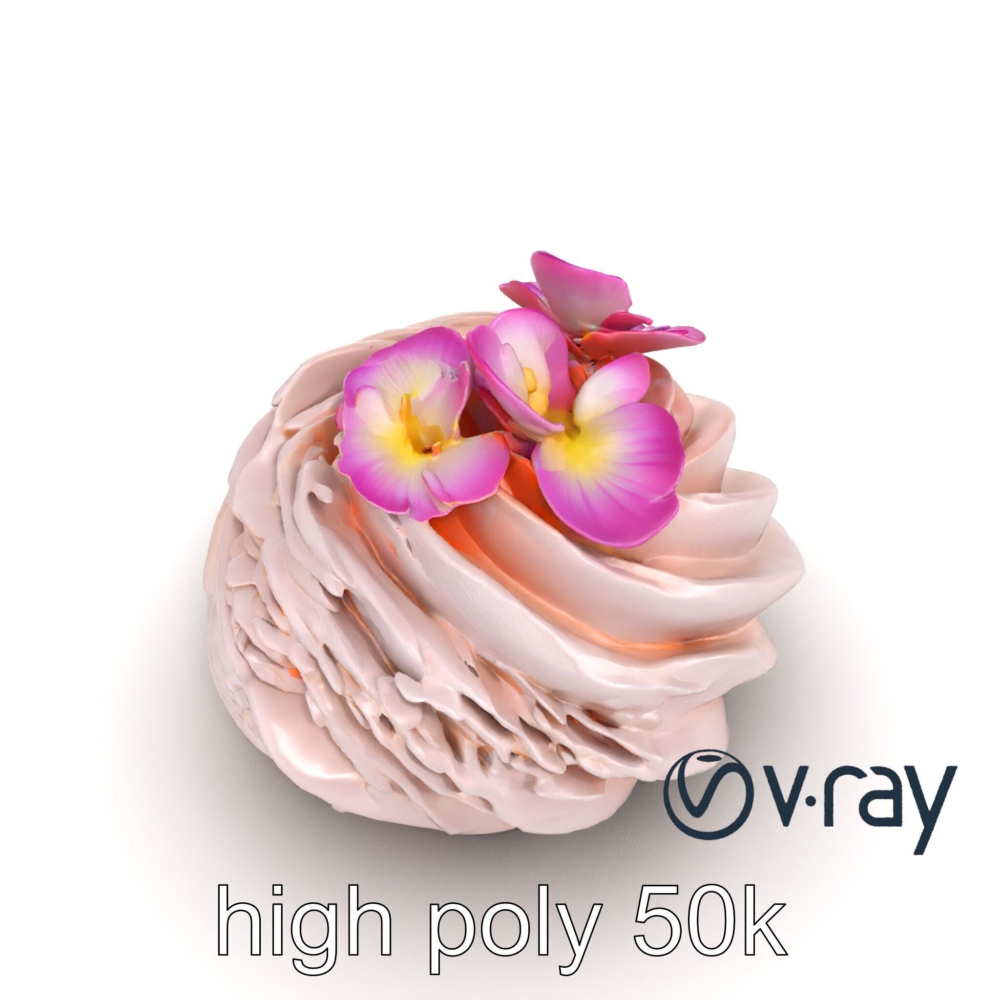 Meringue Cake with Flower Garnish model pack Low-poly 3D model_14