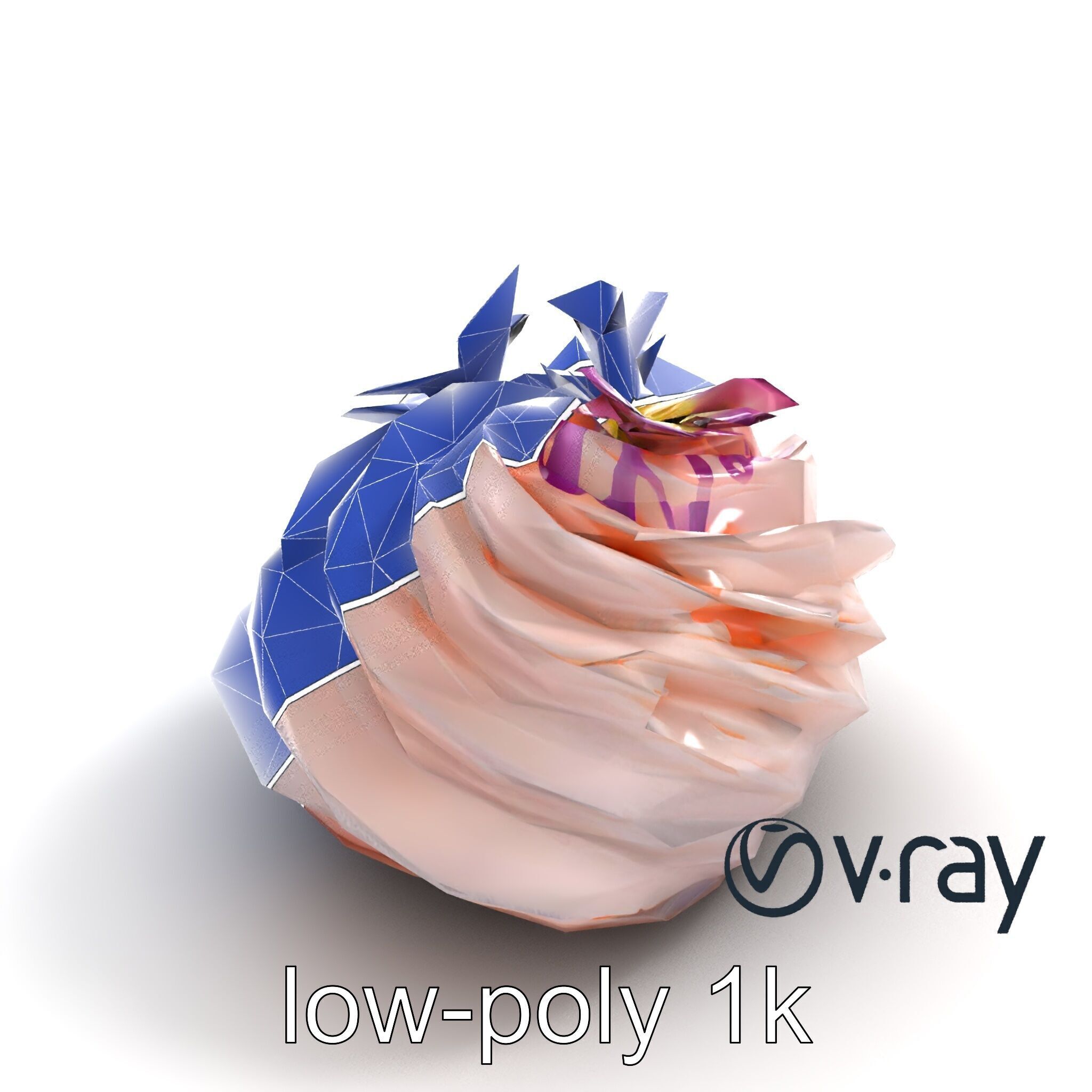 Meringue Cake with Flower Garnish model pack Low-poly 3D model_32