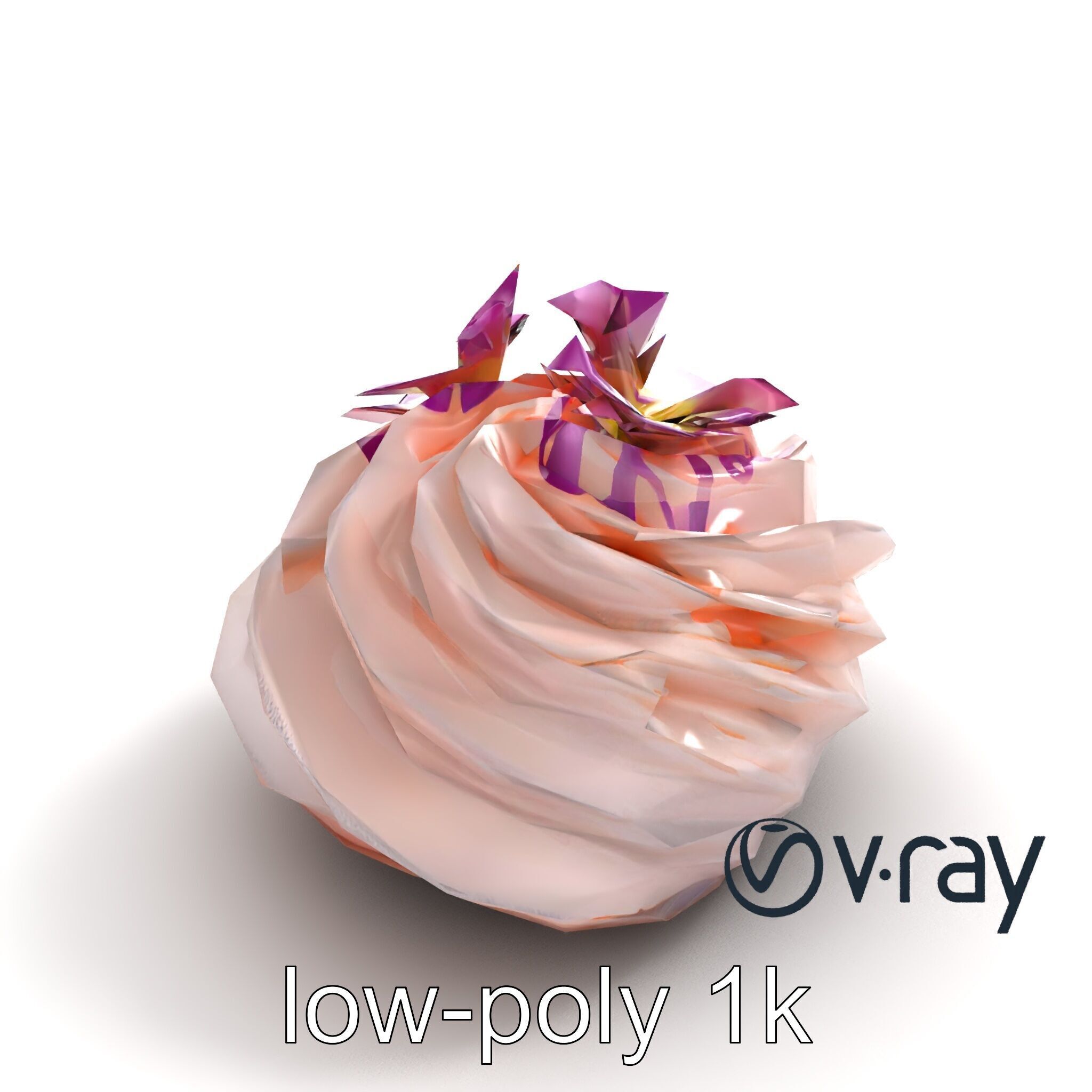 Meringue Cake with Flower Garnish model pack Low-poly 3D model_10