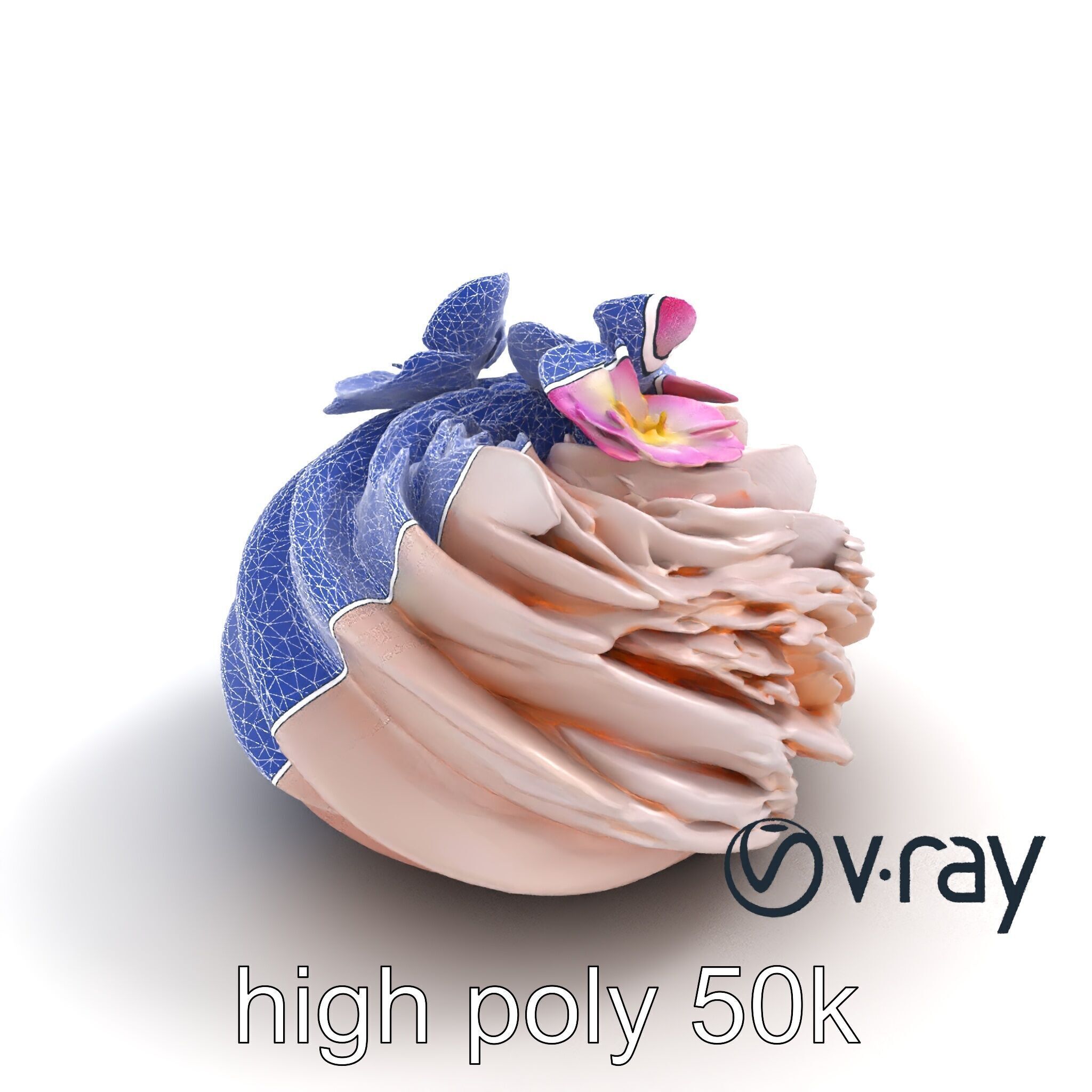 Meringue Cake with Flower Garnish model pack Low-poly 3D model_21