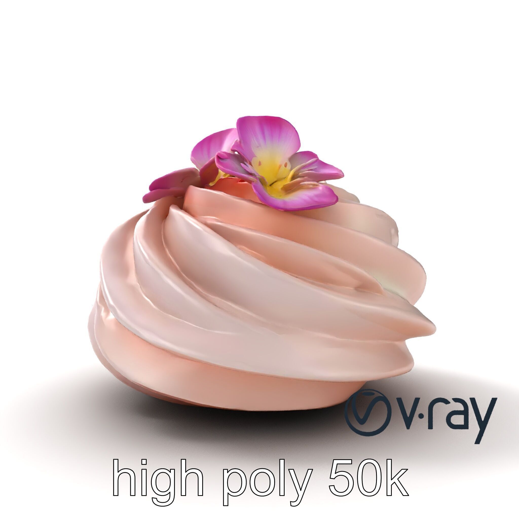 Meringue Cake with Flower Garnish model pack Low-poly 3D model_25