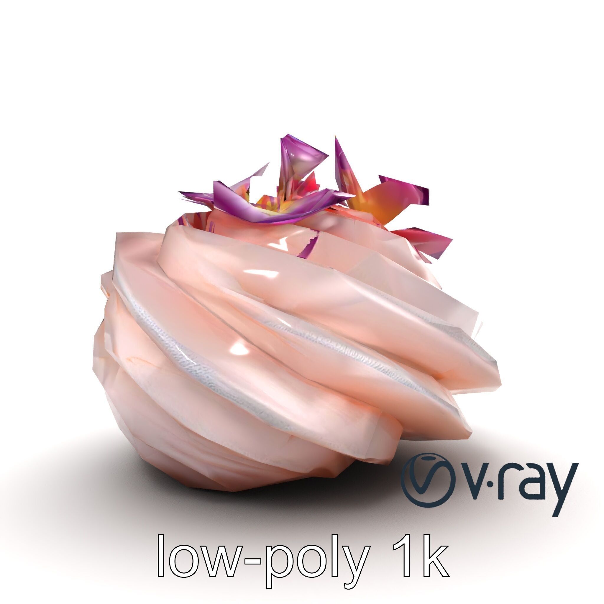 Meringue Cake with Flower Garnish model pack Low-poly 3D model_17
