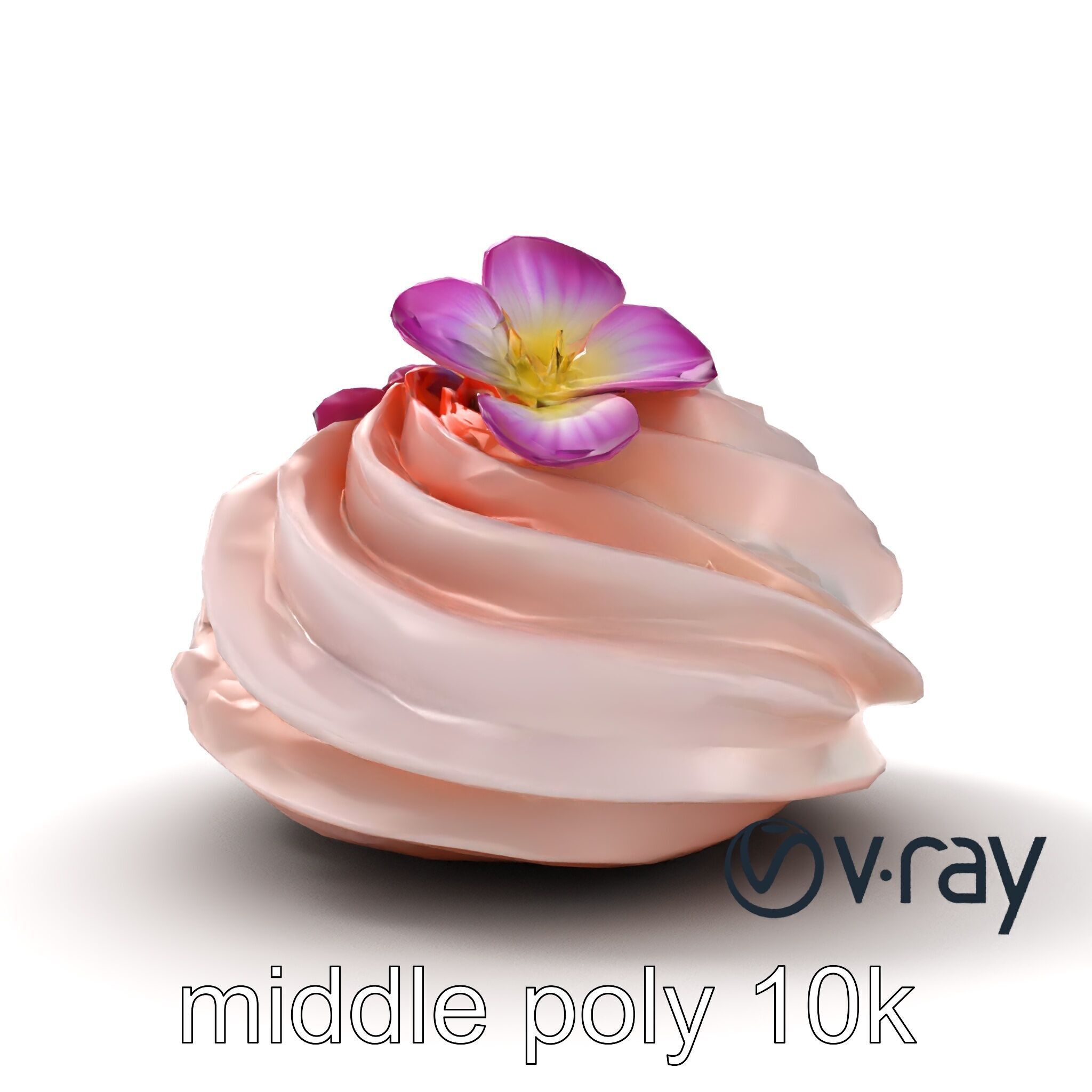 Meringue Cake with Flower Garnish model pack Low-poly 3D model_18
