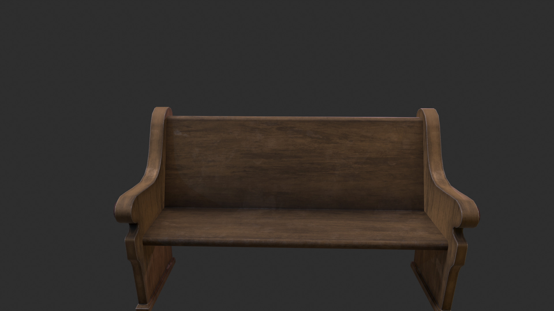 Church bench Low-poly 3D model_6