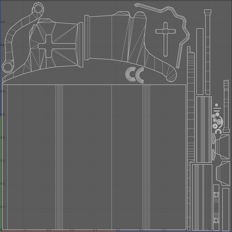 Church bench Low-poly 3D model_7