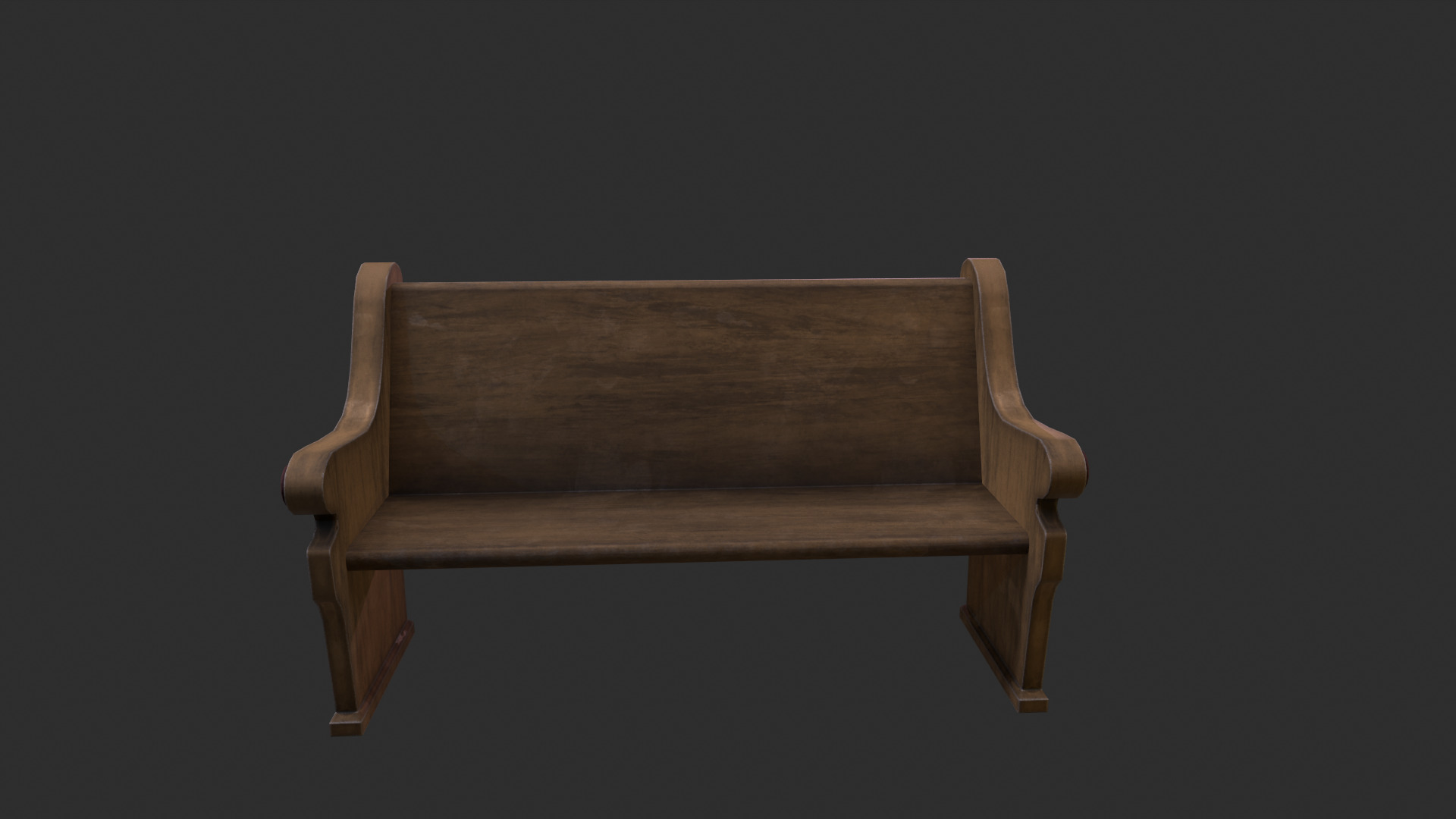 Church bench Low-poly 3D model_2