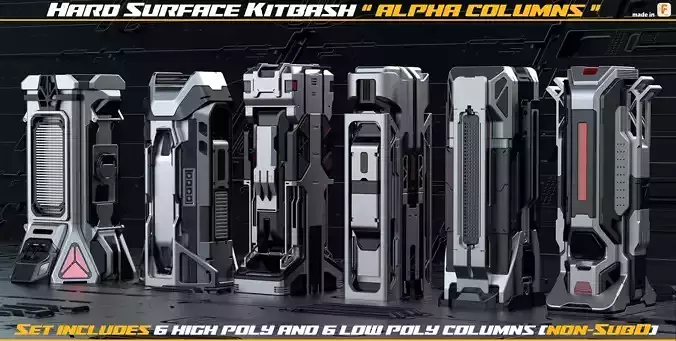 Sci-fi columns 3D model