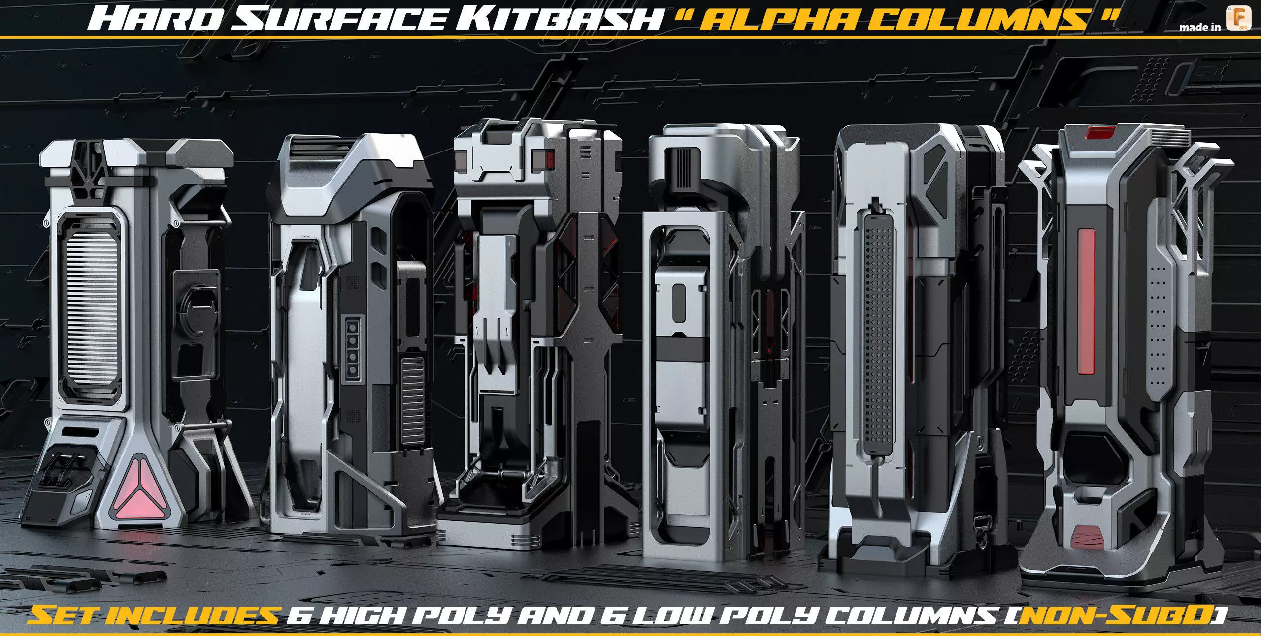 Sci-fi columns 3D model_0