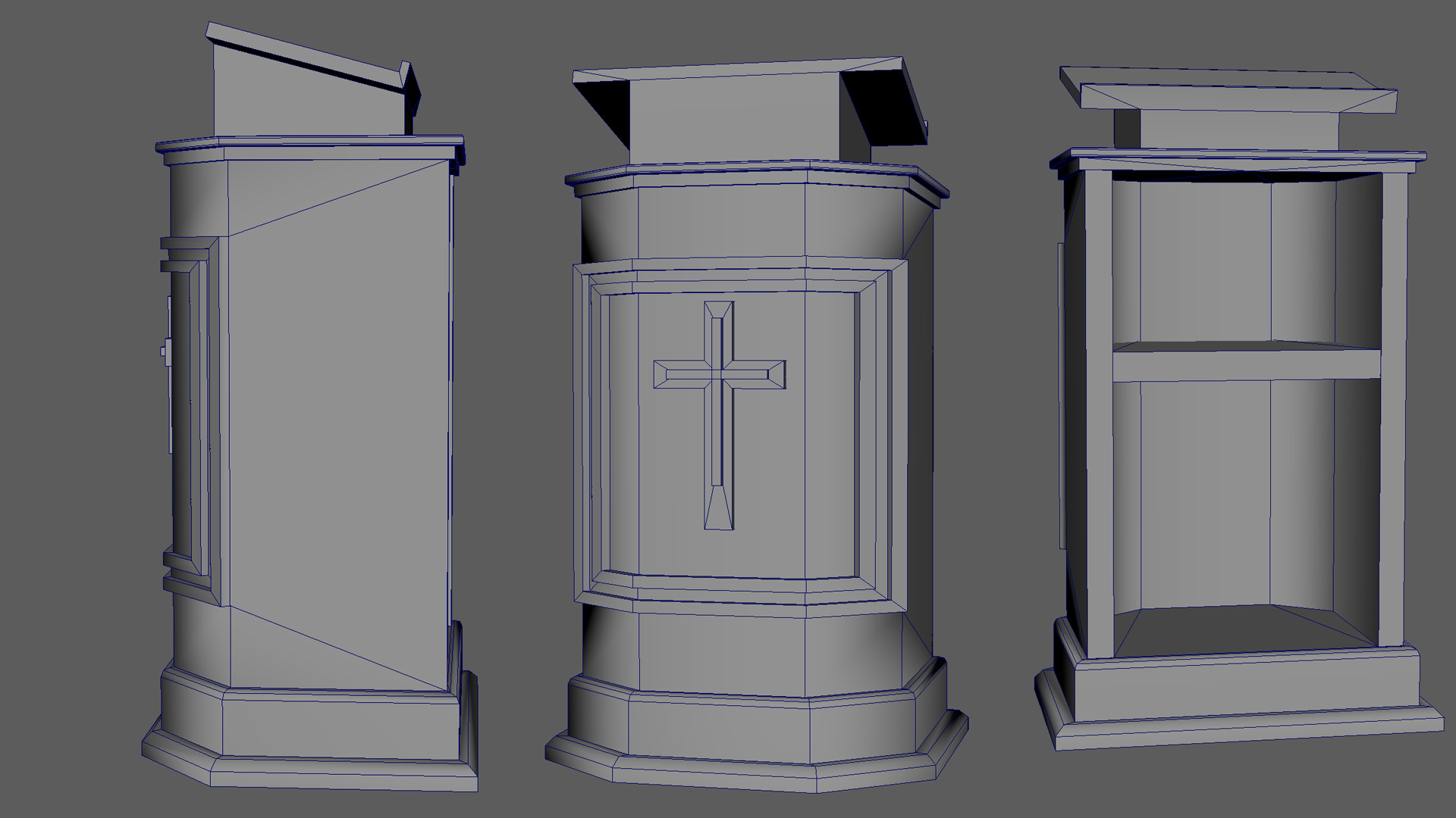 Church podium Low-poly 3D model_5