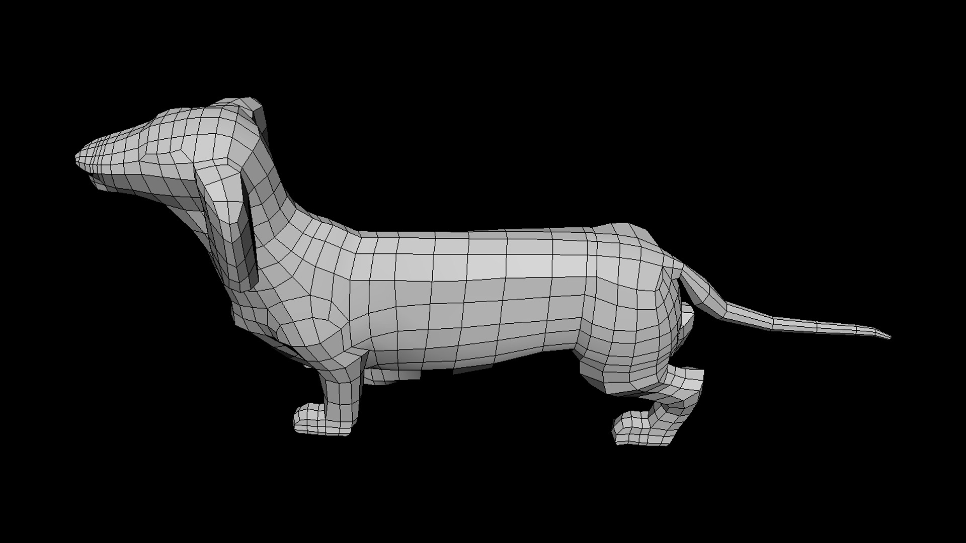 Dog Dachshund model low poly base mesh Low-poly 3D model_4