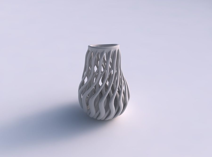 Vase oval twisted with muscle structure eccentric
