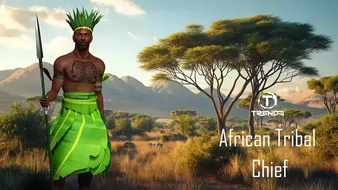 African Tribal Chief Outfit 3D model