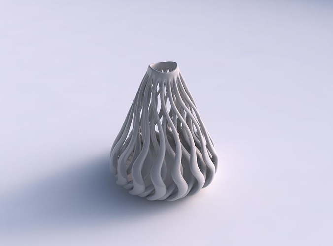 Vase oval twisted with muscle structure streched top