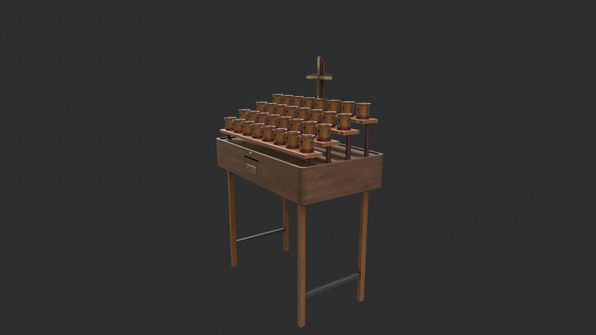 Church stand with crucifix and candles Low-poly 3D model_5