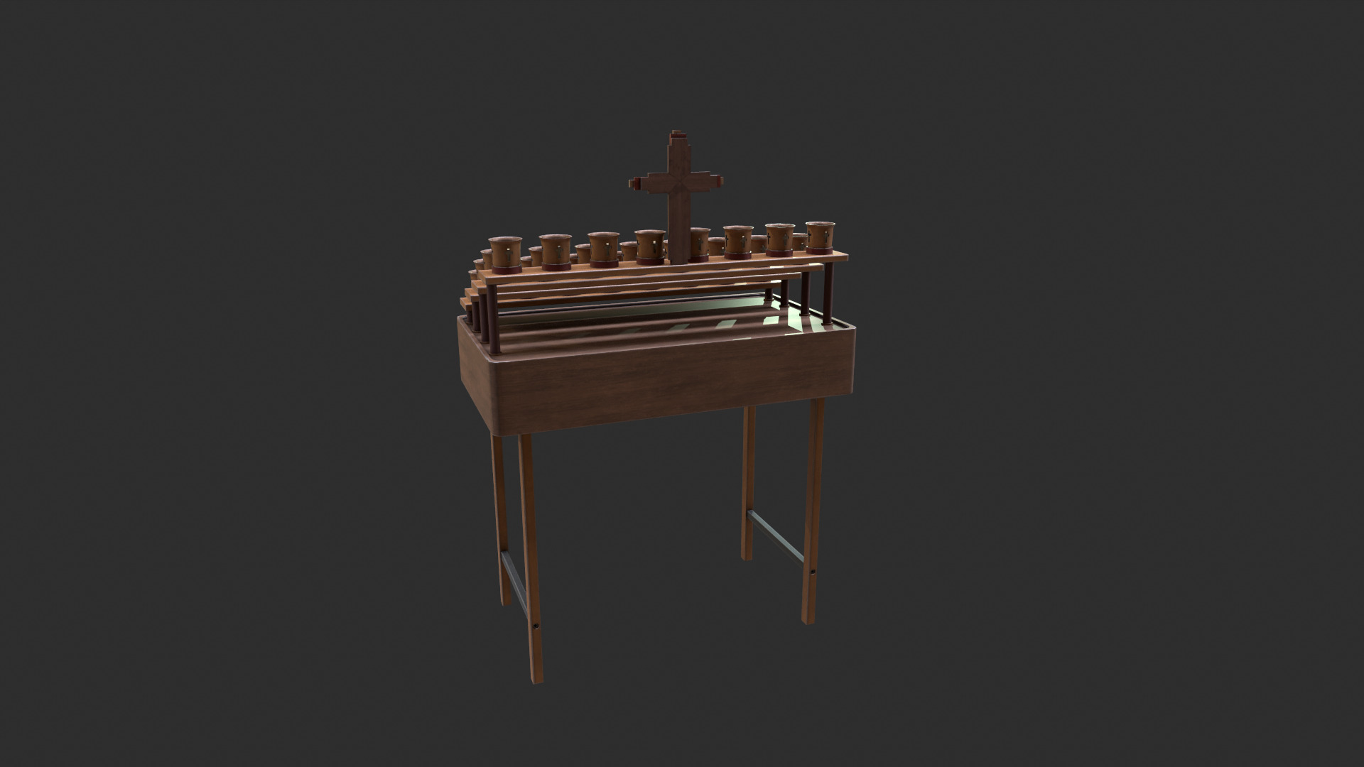 Church stand with crucifix and candles Low-poly 3D model_6