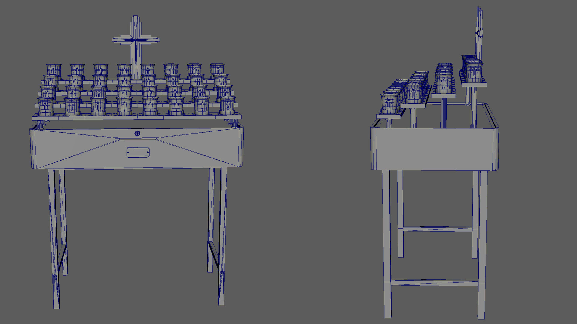 Church stand with crucifix and candles Low-poly 3D model_8