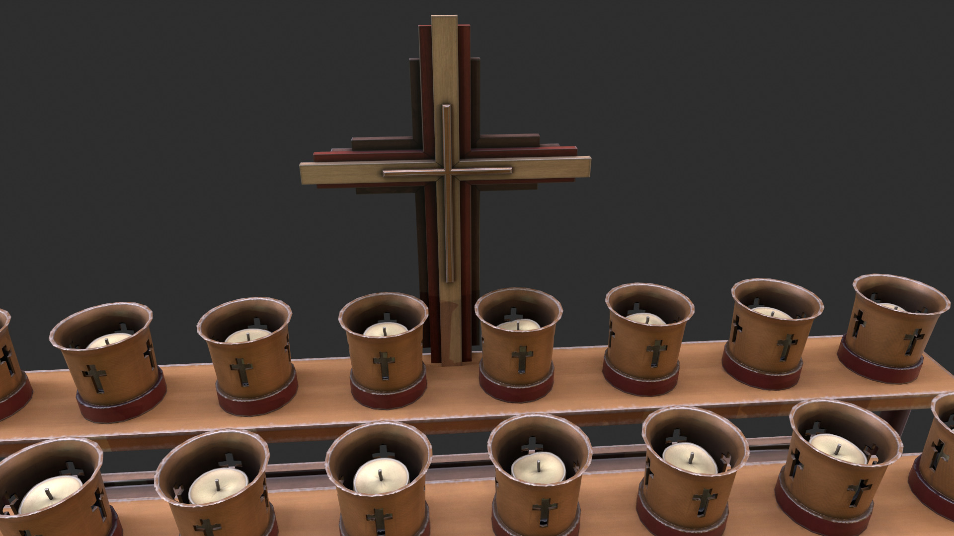 Church stand with crucifix and candles Low-poly 3D model_3