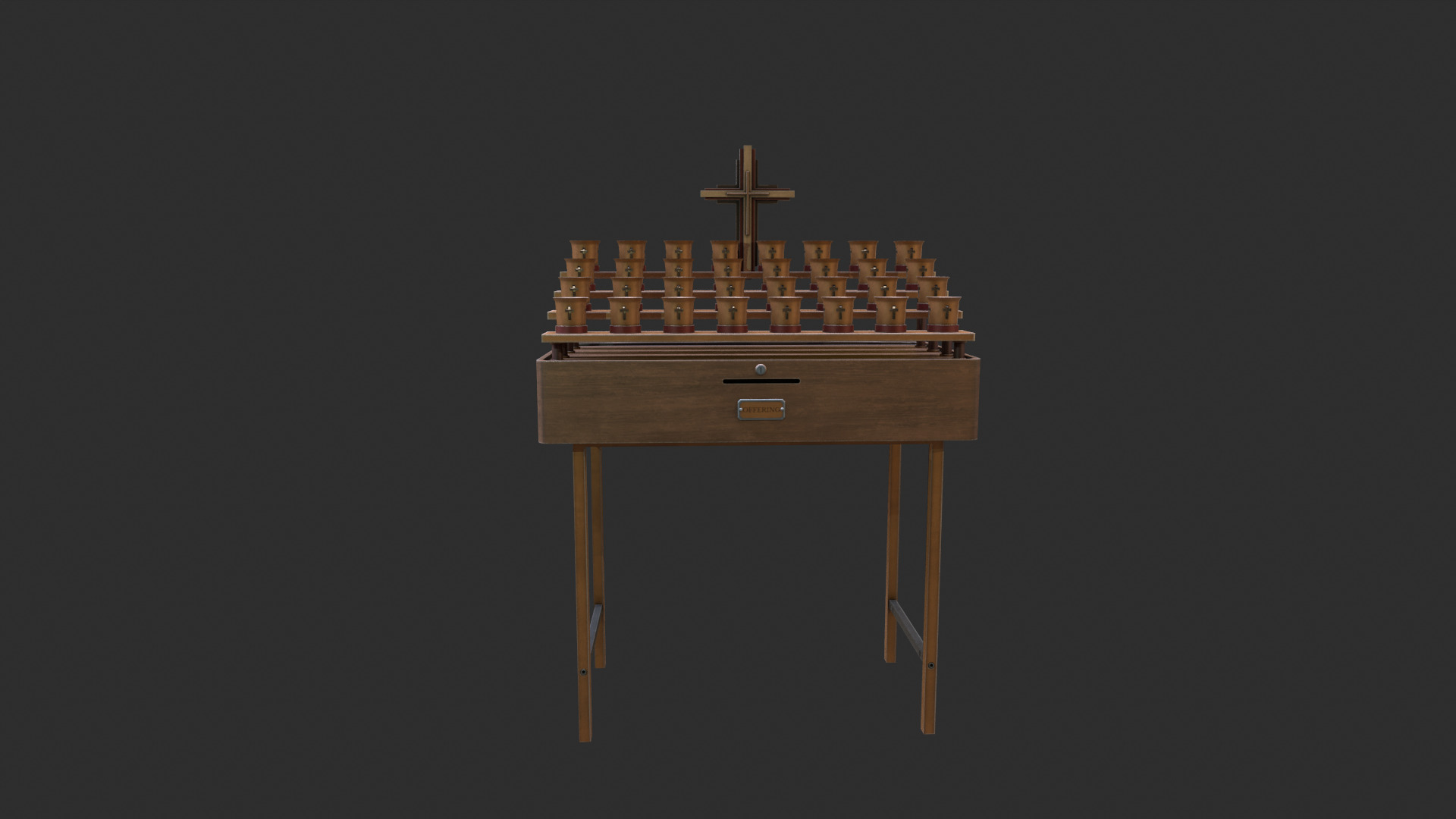Church stand with crucifix and candles Low-poly 3D model_4