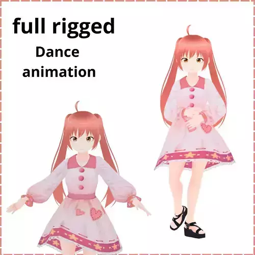 Cut Anime Girl - Dancing Animation Low-poly 3D model